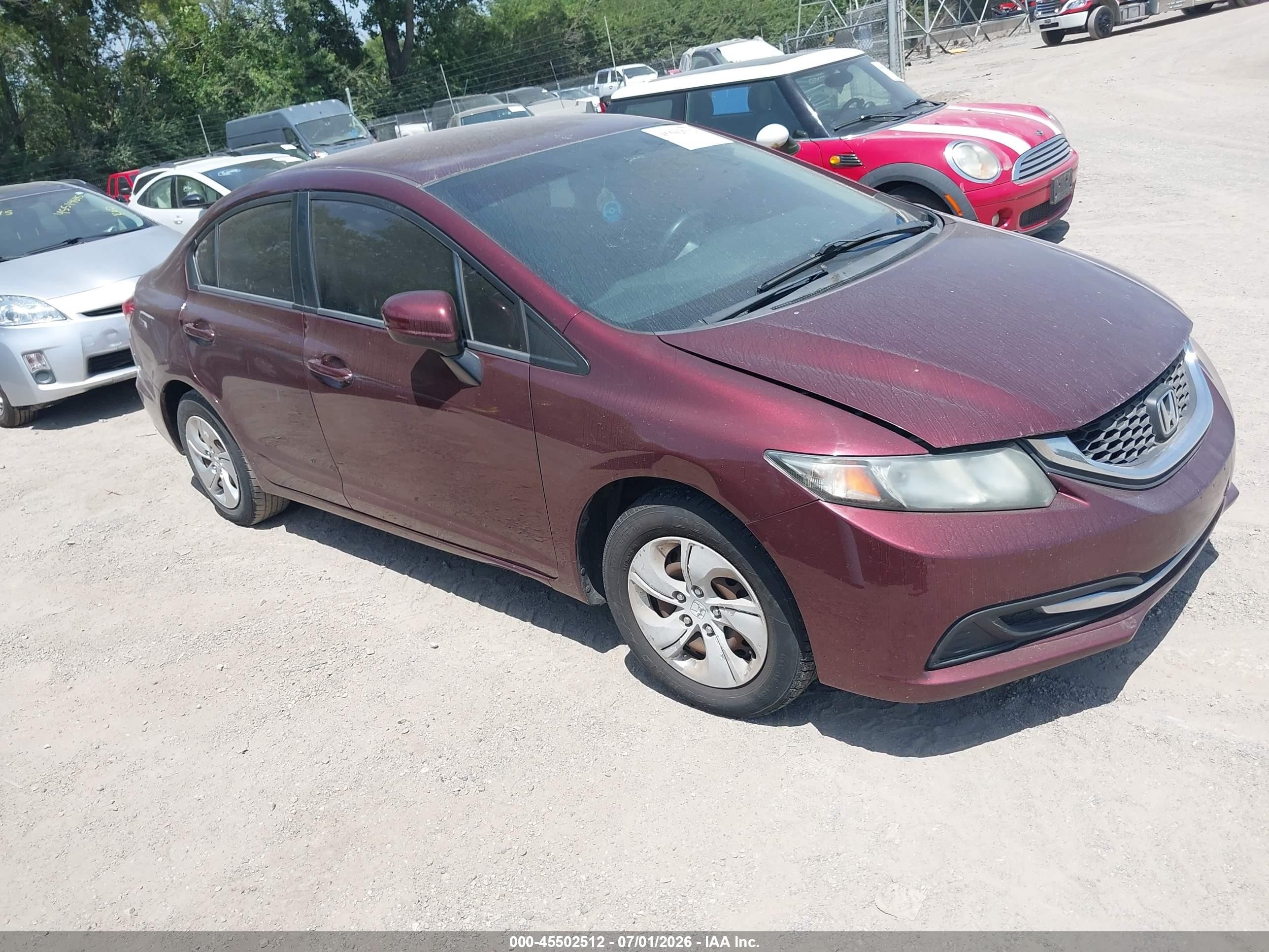 2014 Honda Civic Lx Темно-бордовый vin: 19XFB2F50EE041357