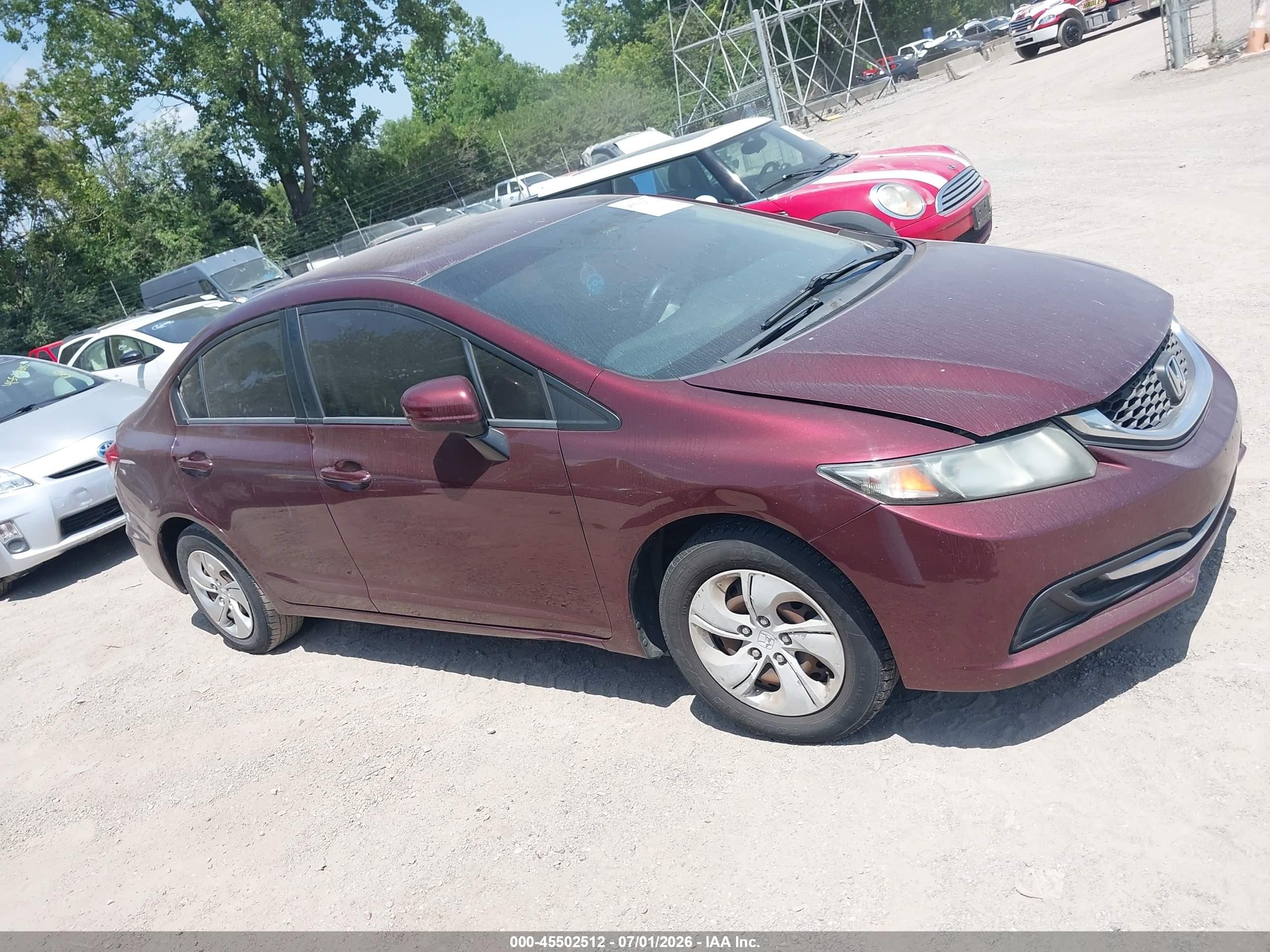 2014 Honda Civic Lx Maroon vin: 19XFB2F50EE041357