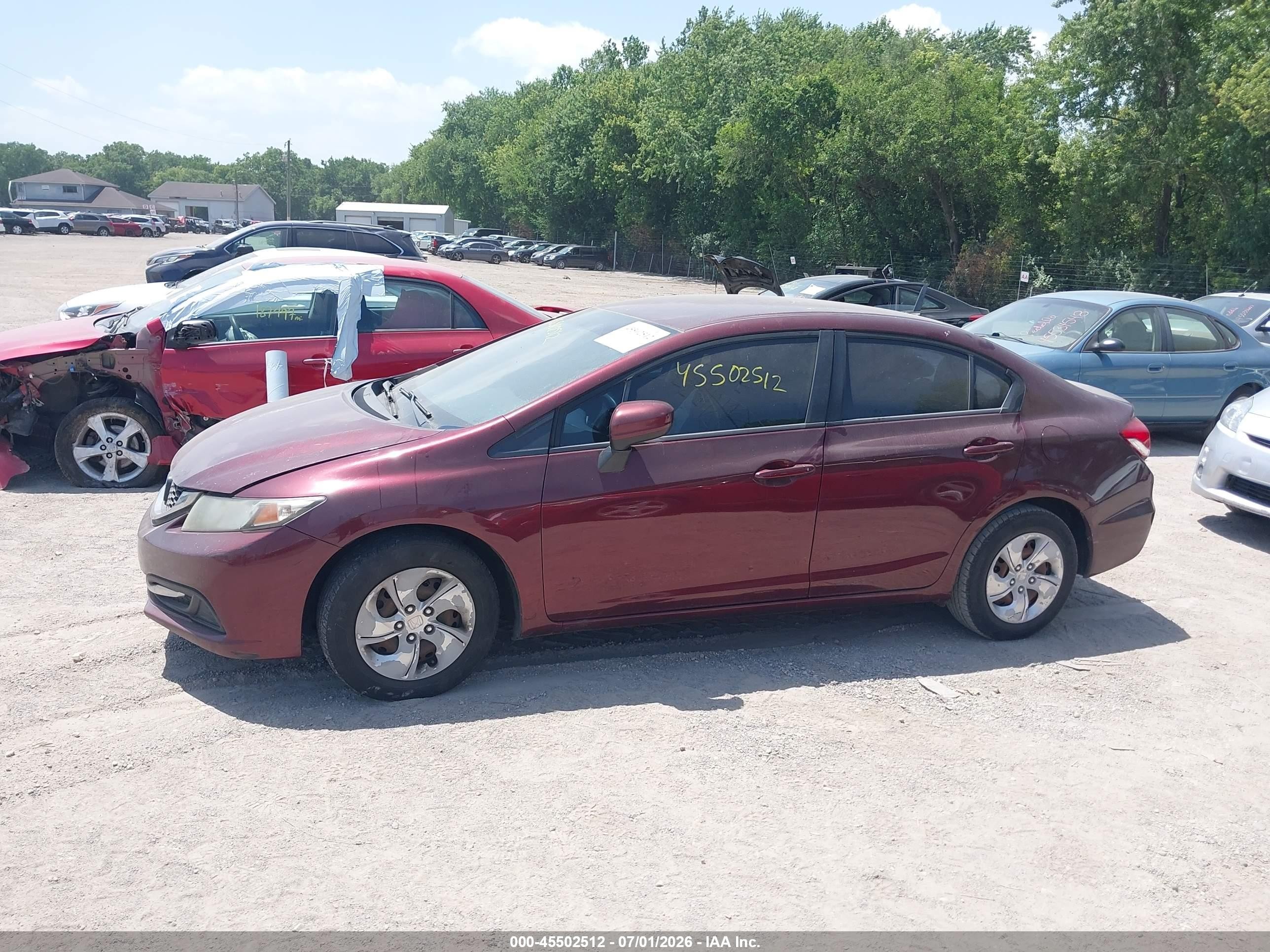 2014 Honda Civic Lx Maroon vin: 19XFB2F50EE041357