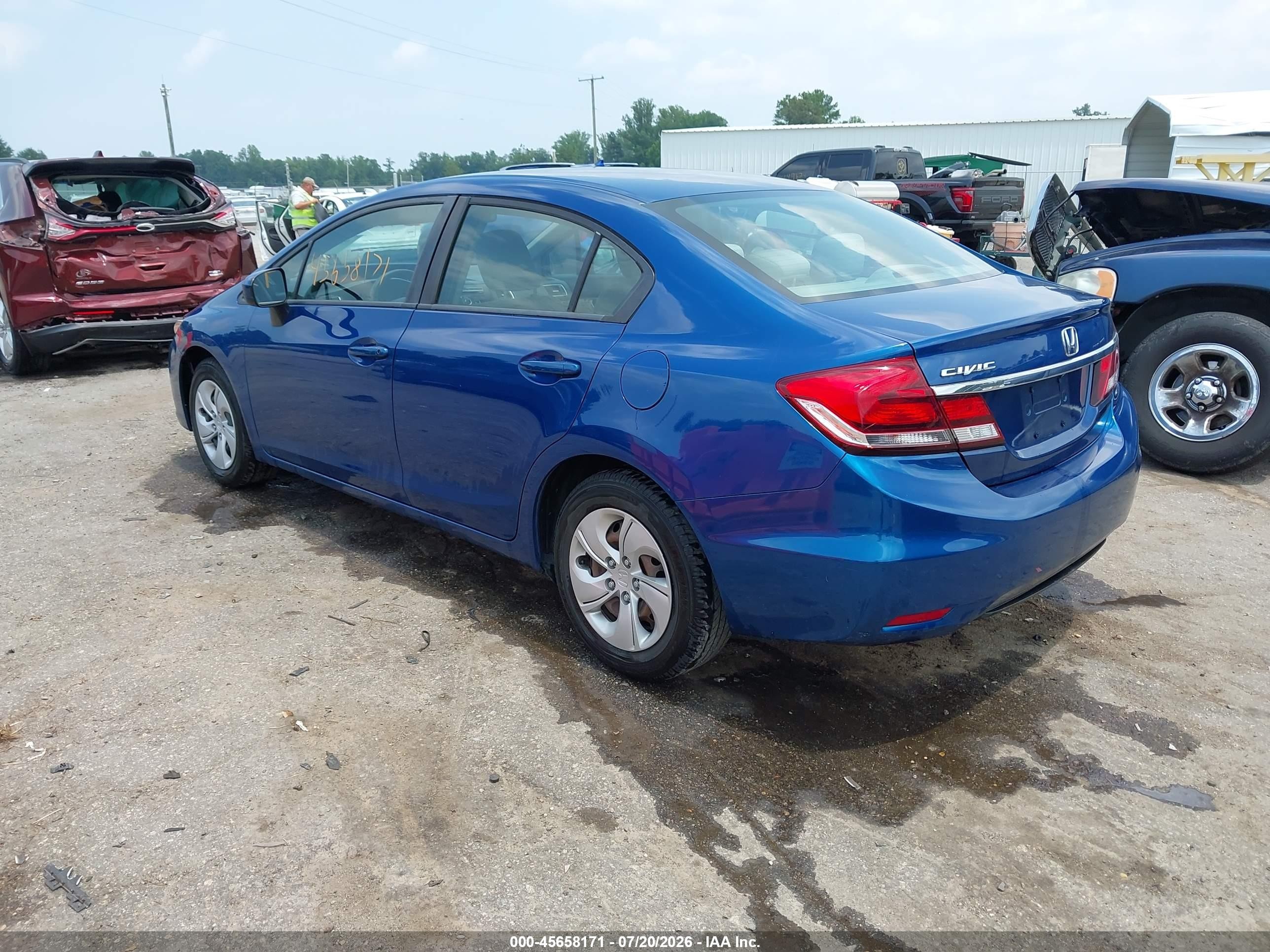 2014 Honda Civic Lx Blue vin: 19XFB2F50EE049572