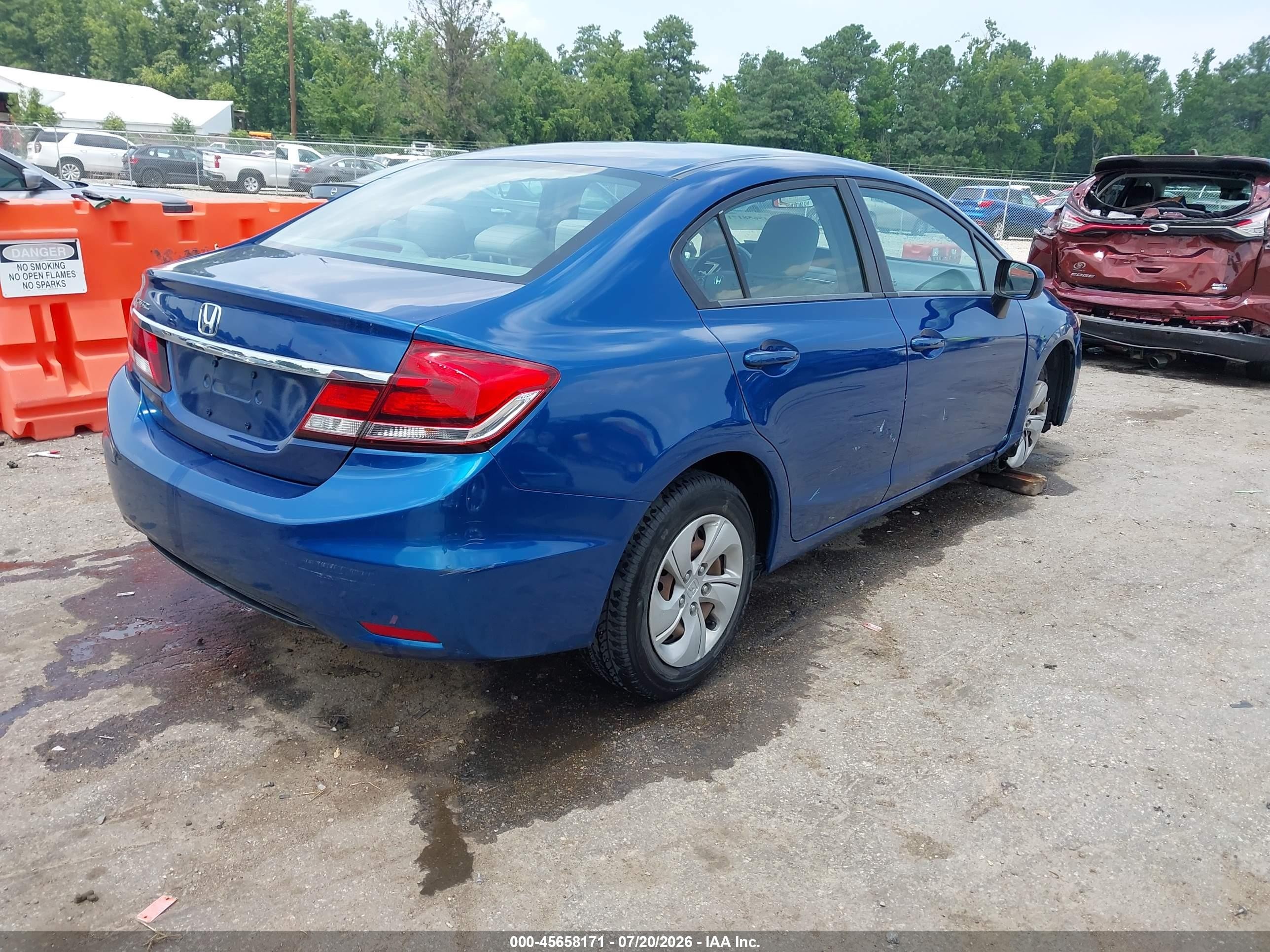 2014 Honda Civic Lx Blue vin: 19XFB2F50EE049572