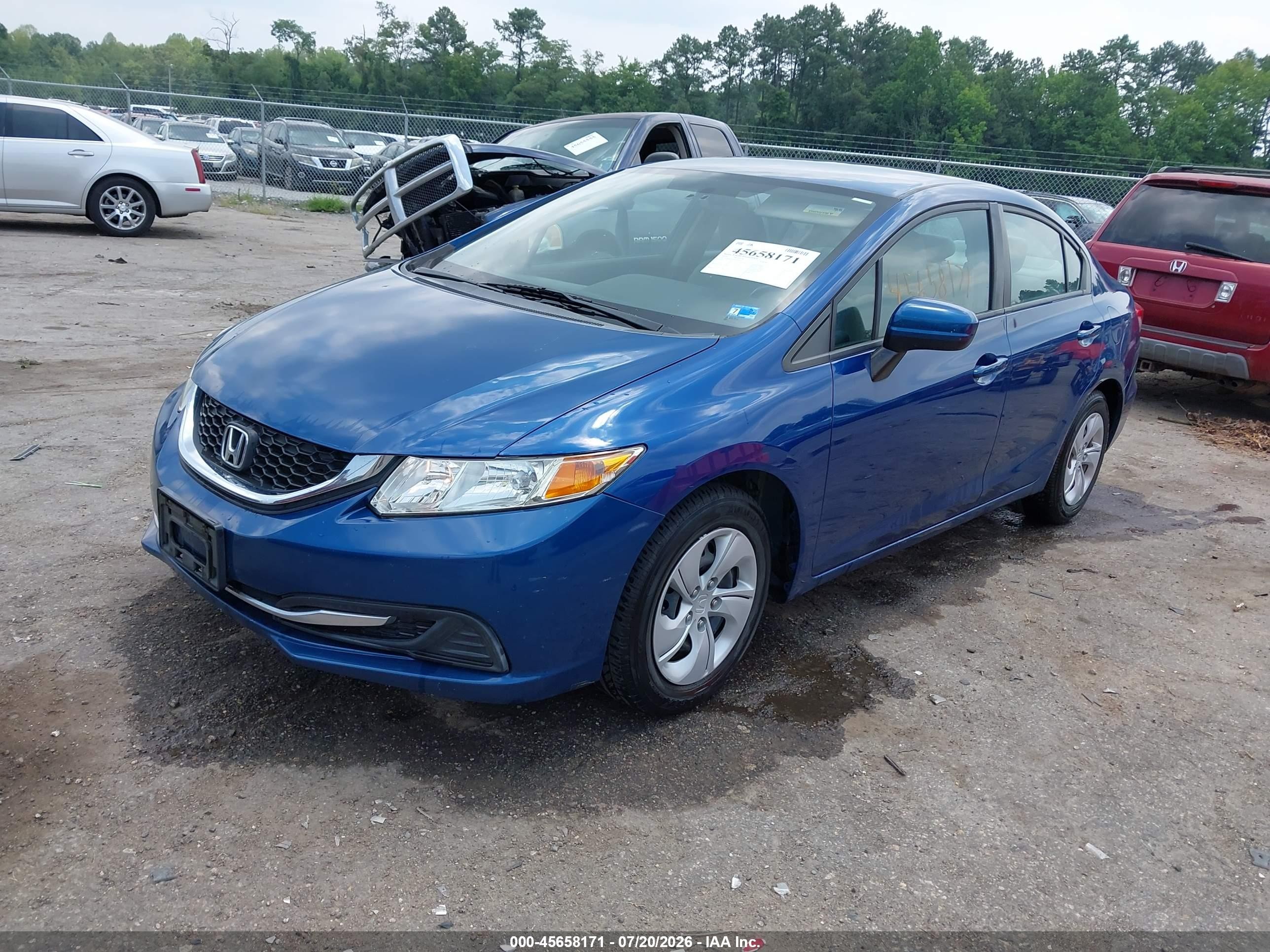 2014 Honda Civic Lx Blue vin: 19XFB2F50EE049572