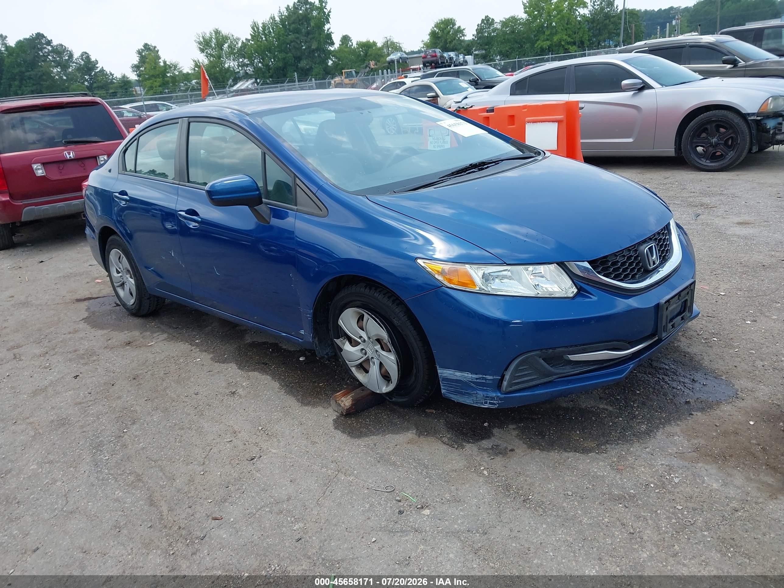 2014 Honda Civic Lx Blue vin: 19XFB2F50EE049572