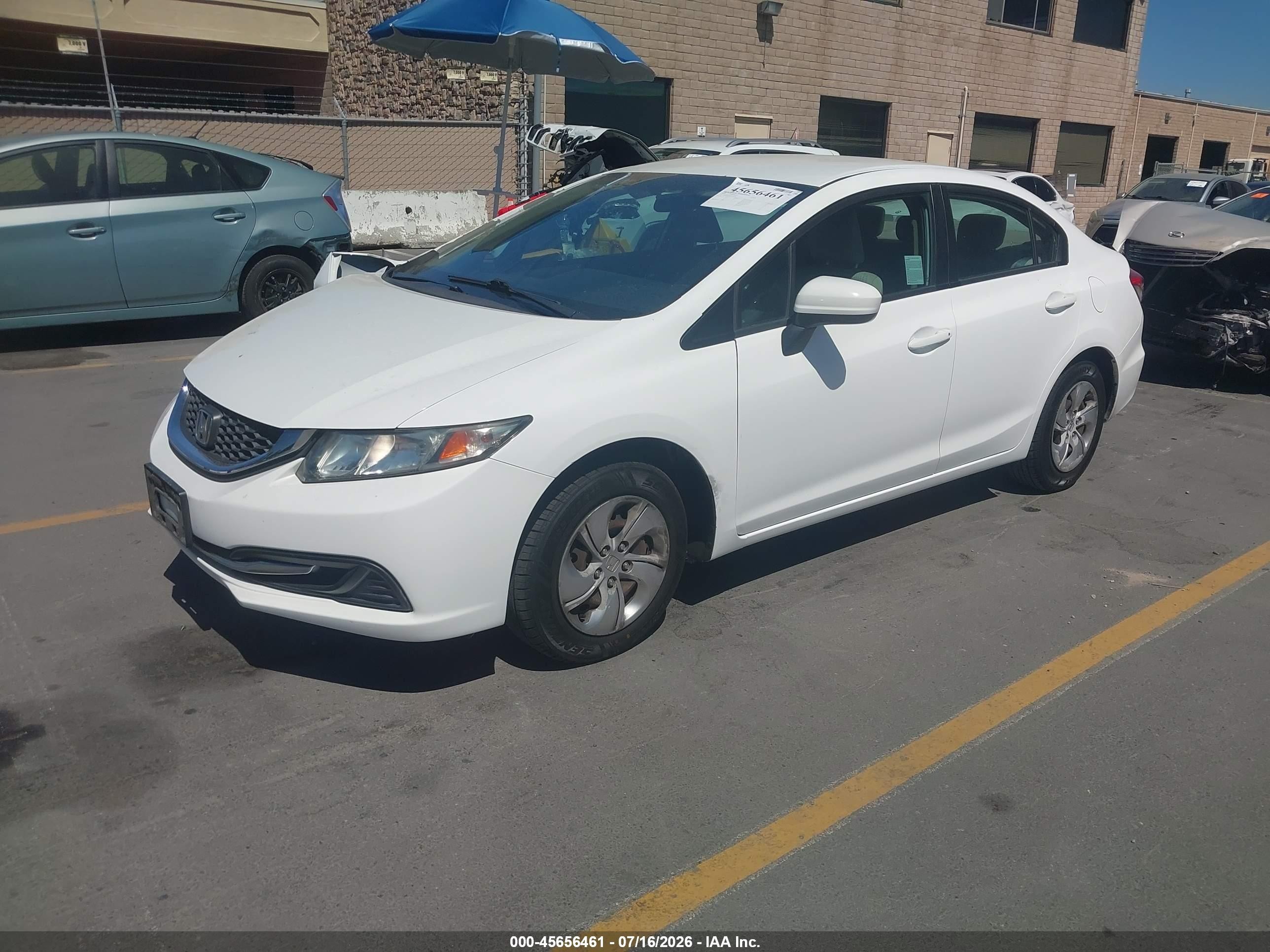 2014 Honda Civic Lx White vin: 19XFB2F50EE204430