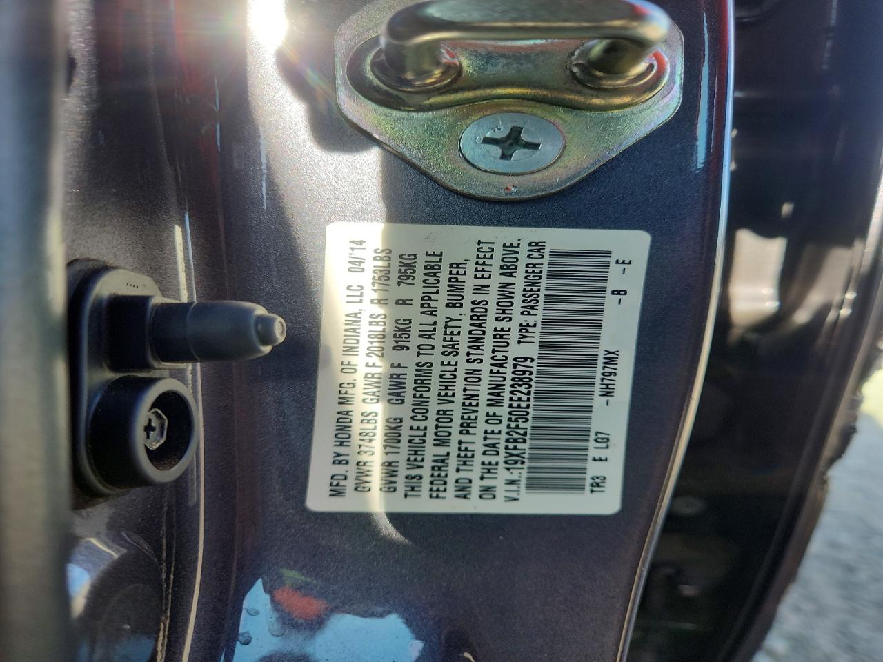 2014 Honda Civic Lx Gray vin: 19XFB2F50EE238979