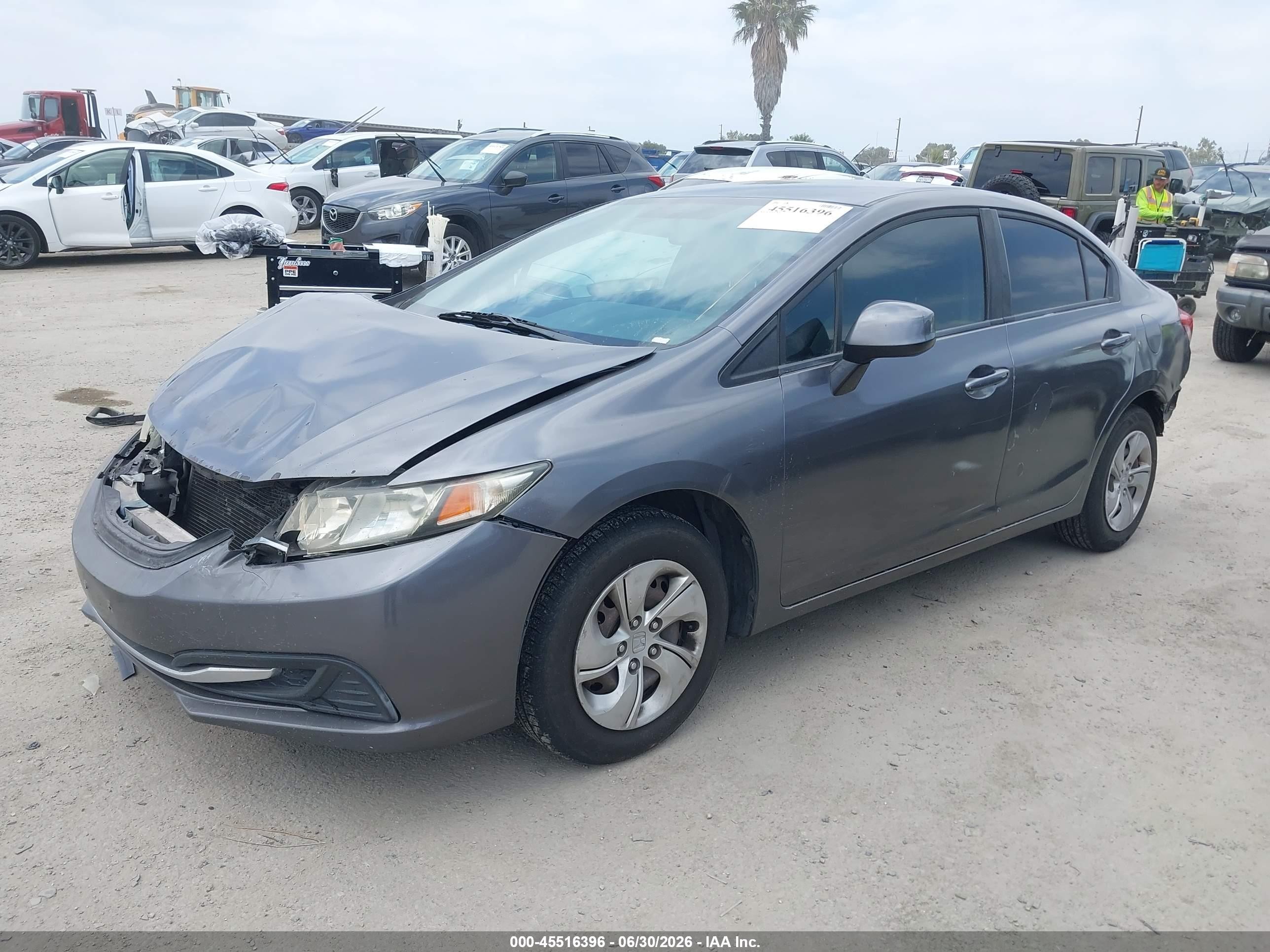 2014 Honda Civic Lx Gray vin: 19XFB2F50EE250470