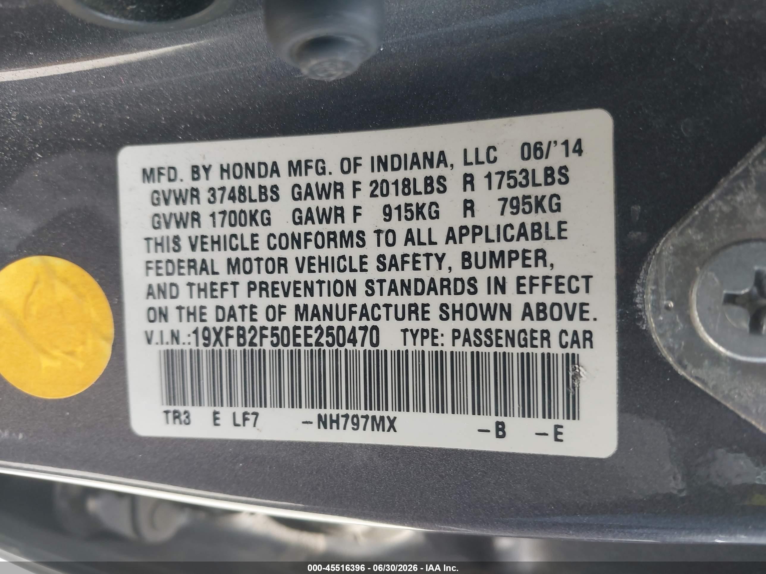 2014 Honda Civic Lx Gray vin: 19XFB2F50EE250470