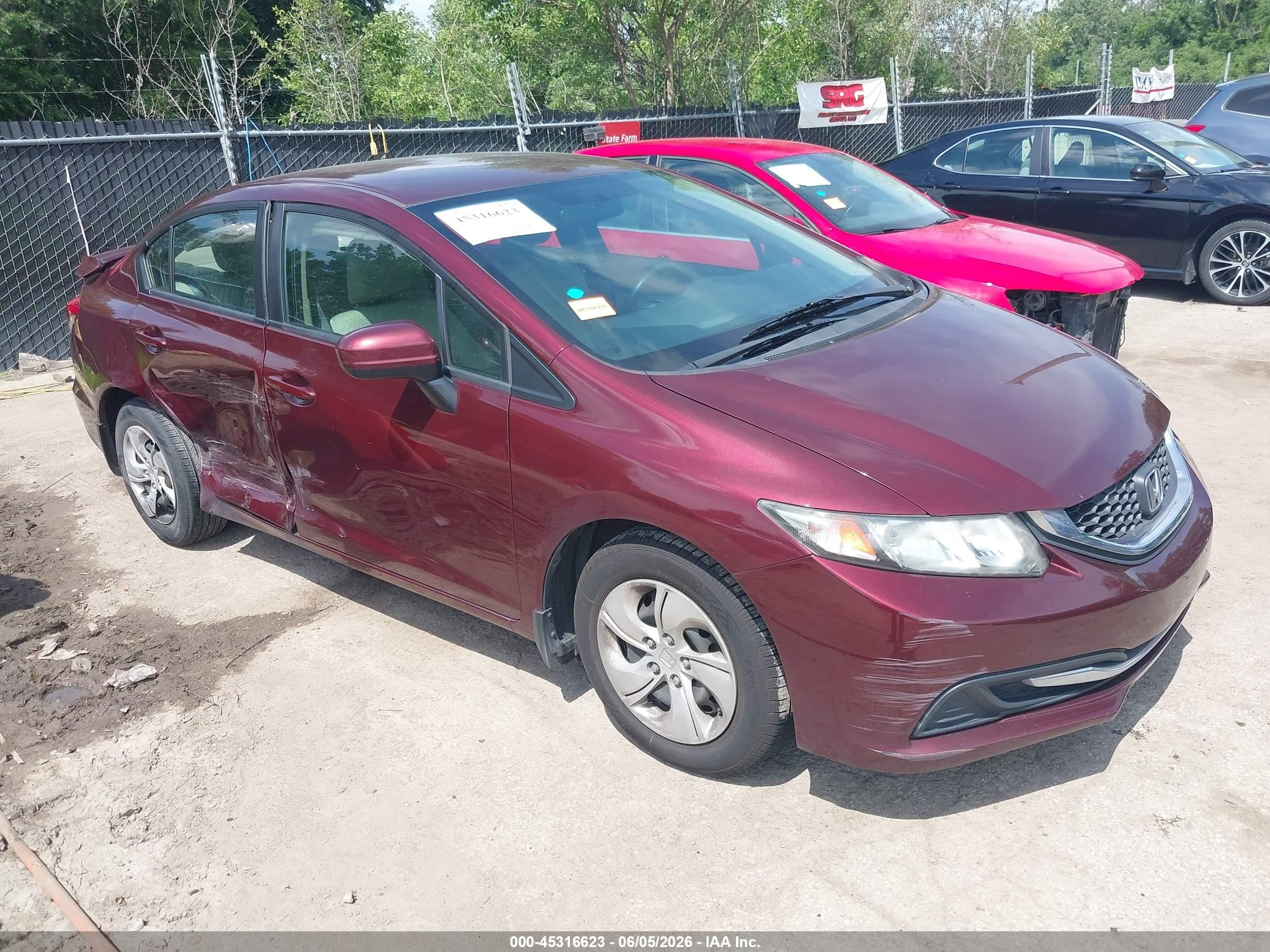 2015 Honda Civic Lx Red vin: 19XFB2F50FE011390