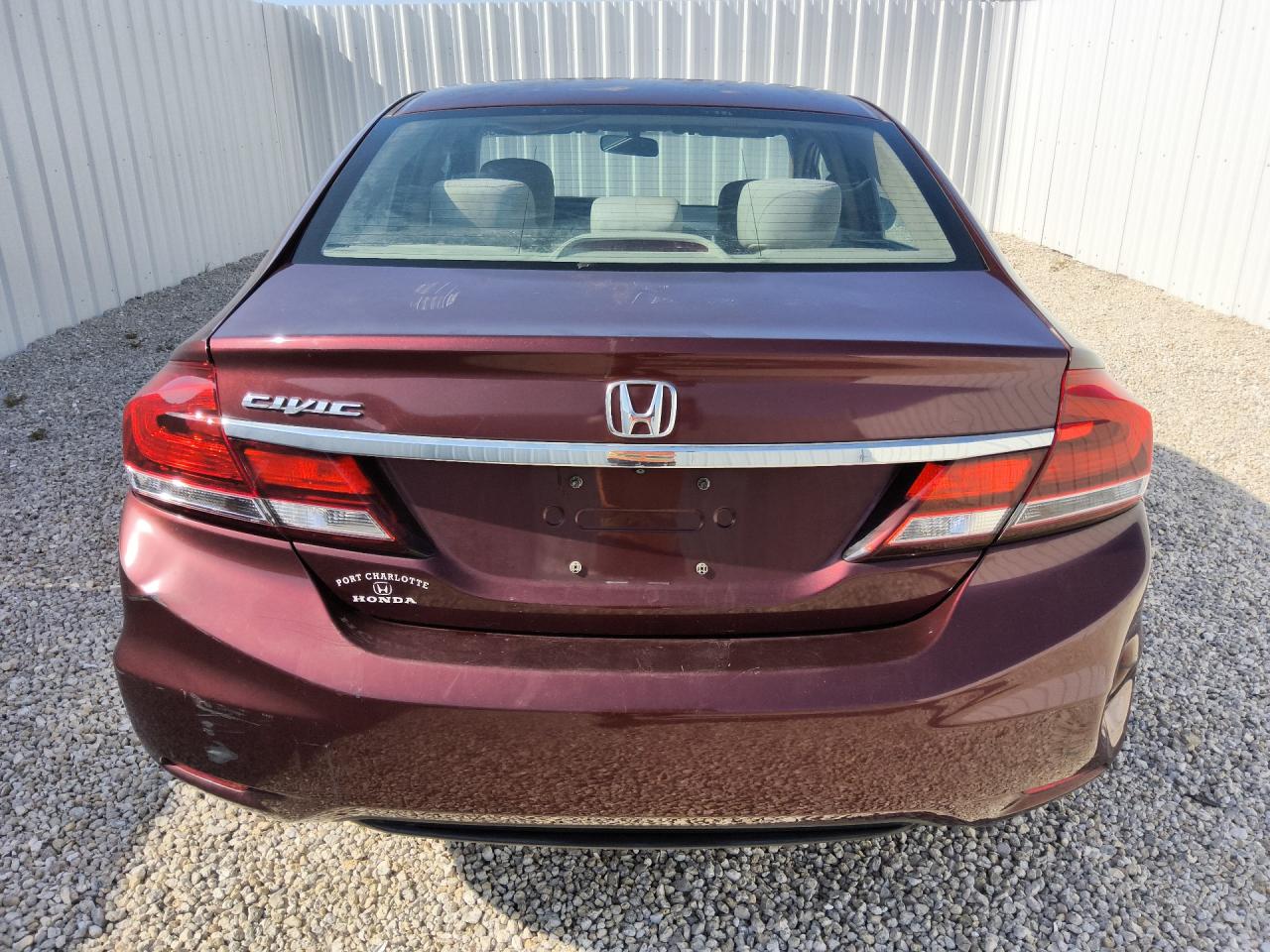 2015 Honda Civic Lx Burgundy vin: 19XFB2F50FE093539 Damage: Deck Lid, Dent(S) W/No Paint Dmg, 2 To 3 Inches