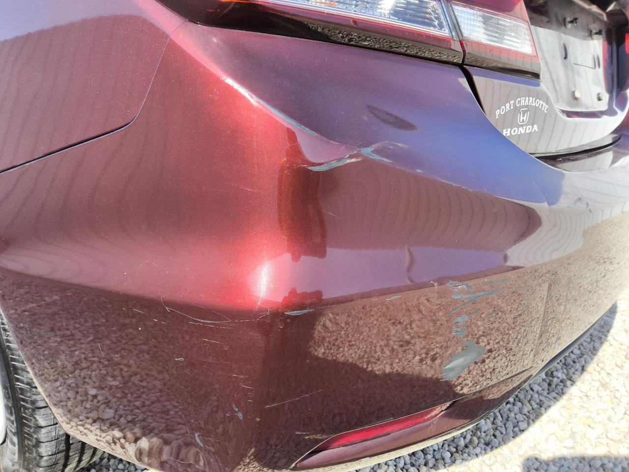 2015 Honda Civic Lx Burgundy vin: 19XFB2F50FE093539 Damage: Rear Bumper, Multiple Scratches Heavy, 3