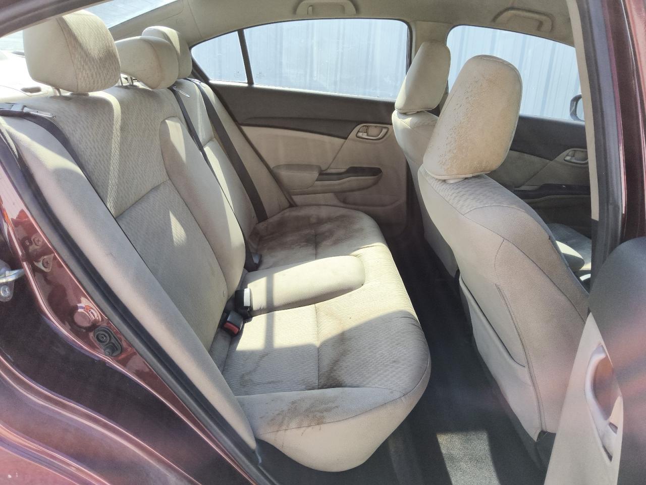 2015 Honda Civic Lx Burgundy vin: 19XFB2F50FE093539 Damage: Left Rear Seat Cushion, Stained, Permanent