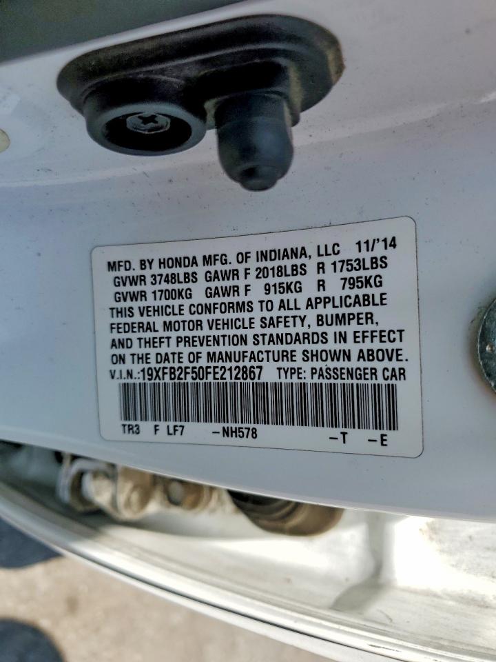 2015 Honda Civic Lx White vin: 19XFB2F50FE212867