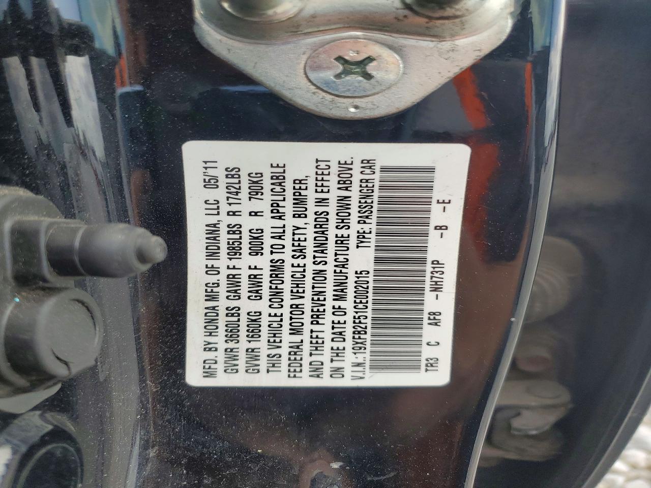2012 Honda Civic Lx Черный vin: 19XFB2F51CE002015