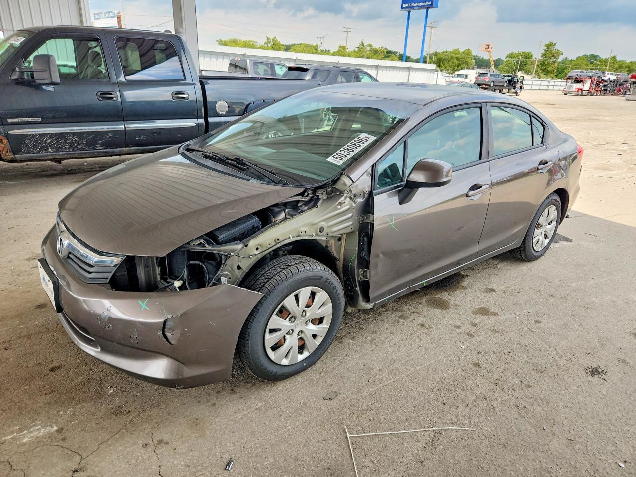 2012 Honda Civic Lx Gray vin: 19XFB2F51CE004816