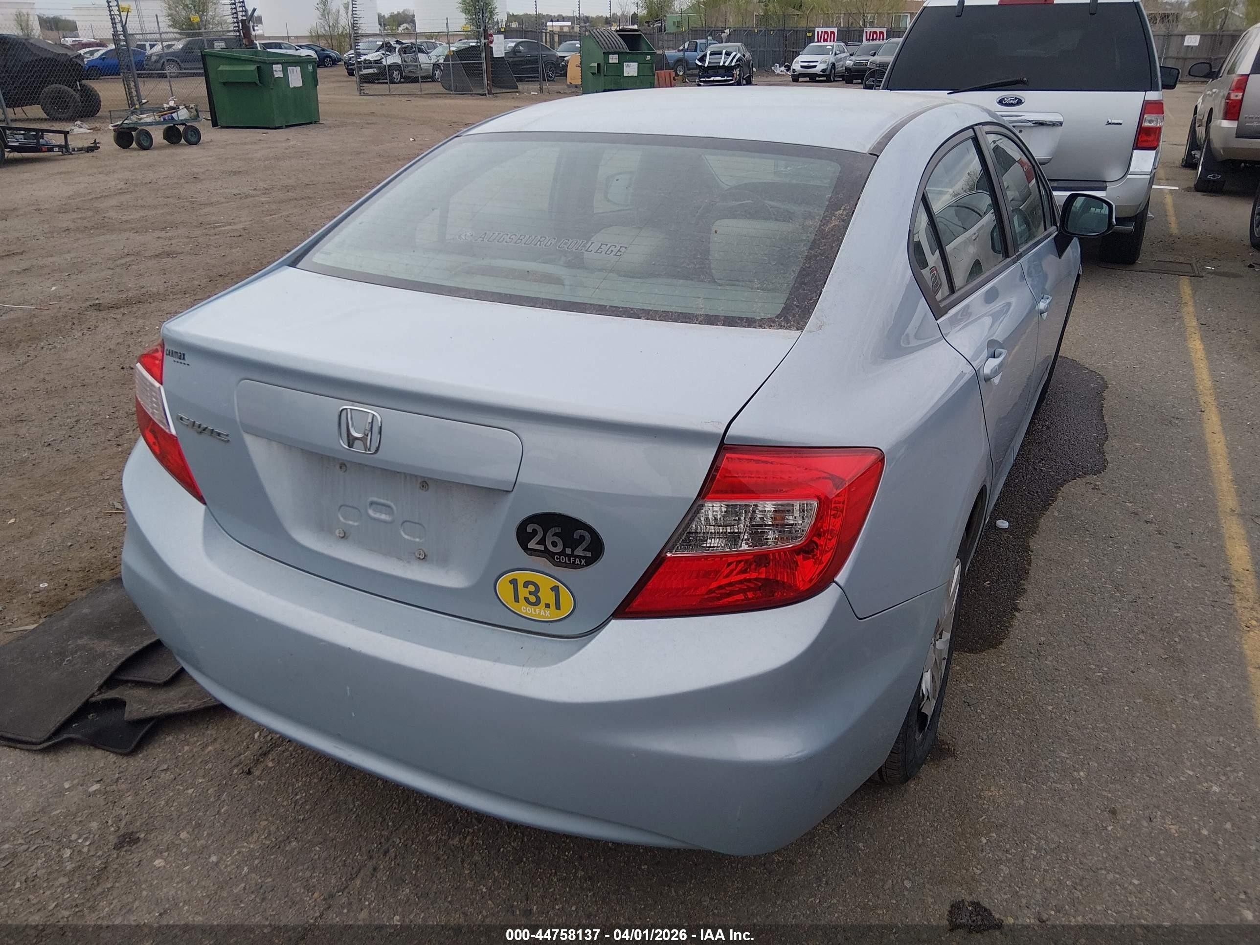 2012 Honda Civic Lx Blue vin: 19XFB2F51CE014732