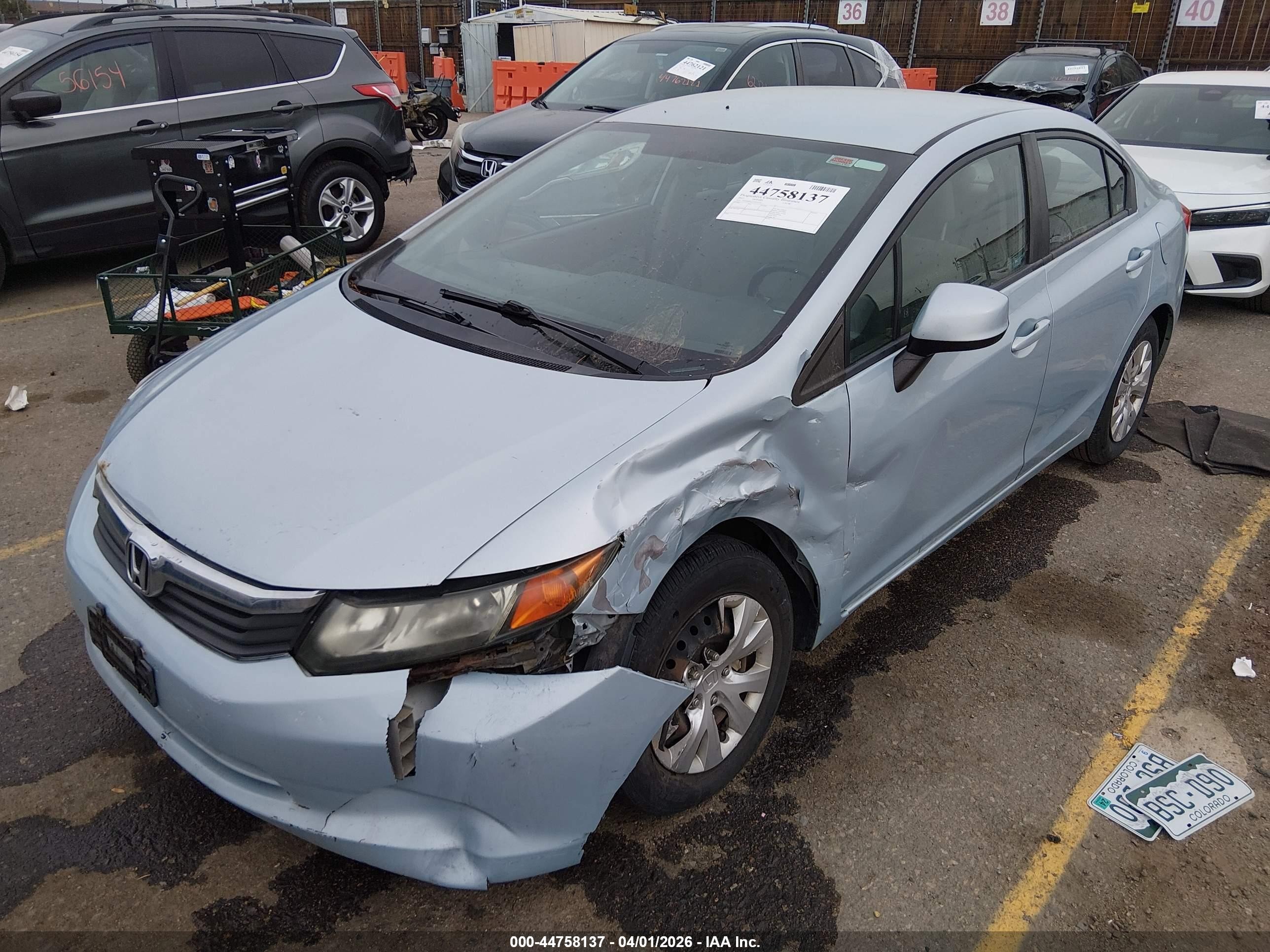 2012 Honda Civic Lx Blue vin: 19XFB2F51CE014732