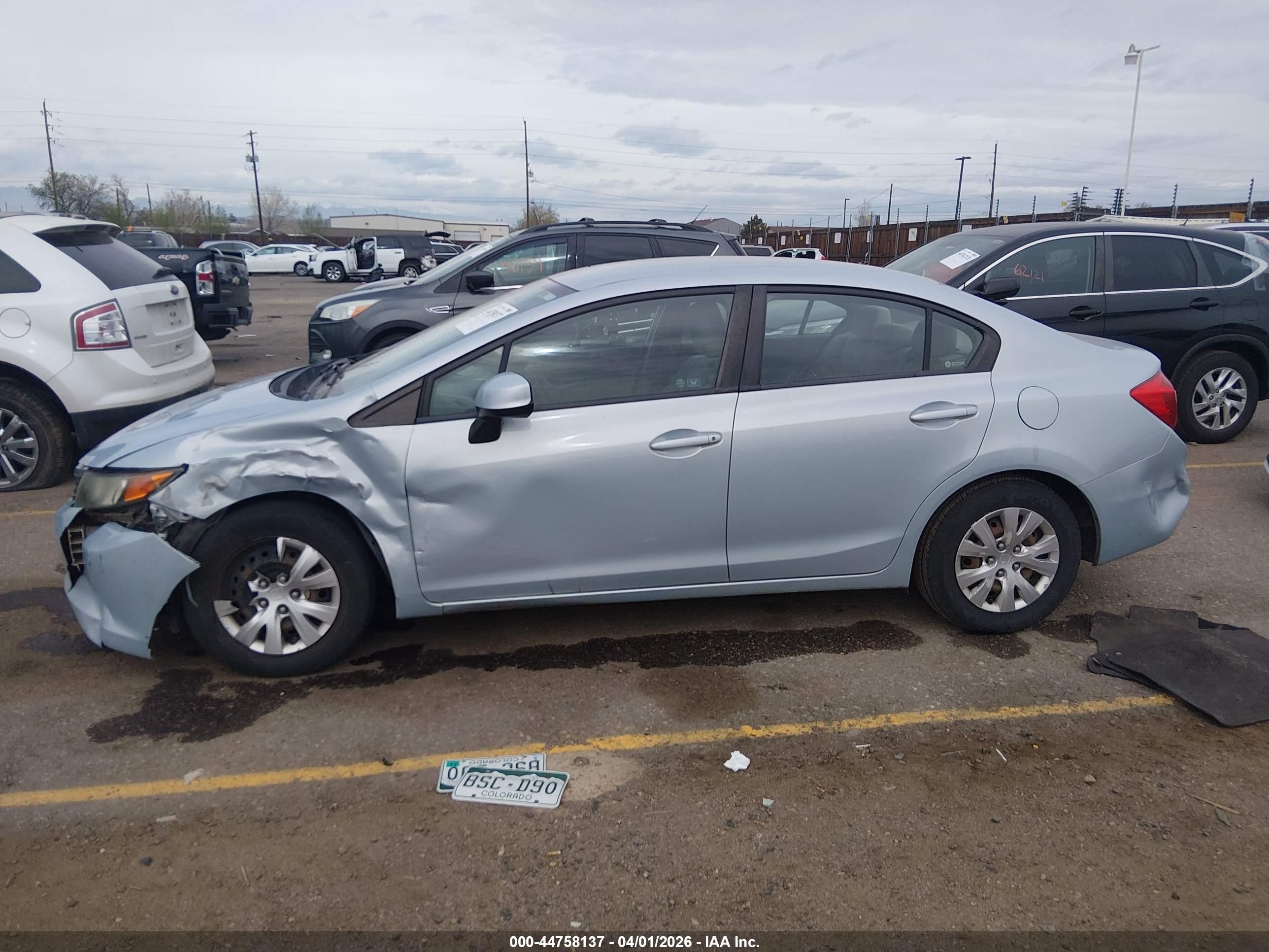 2012 Honda Civic Lx Blue vin: 19XFB2F51CE014732