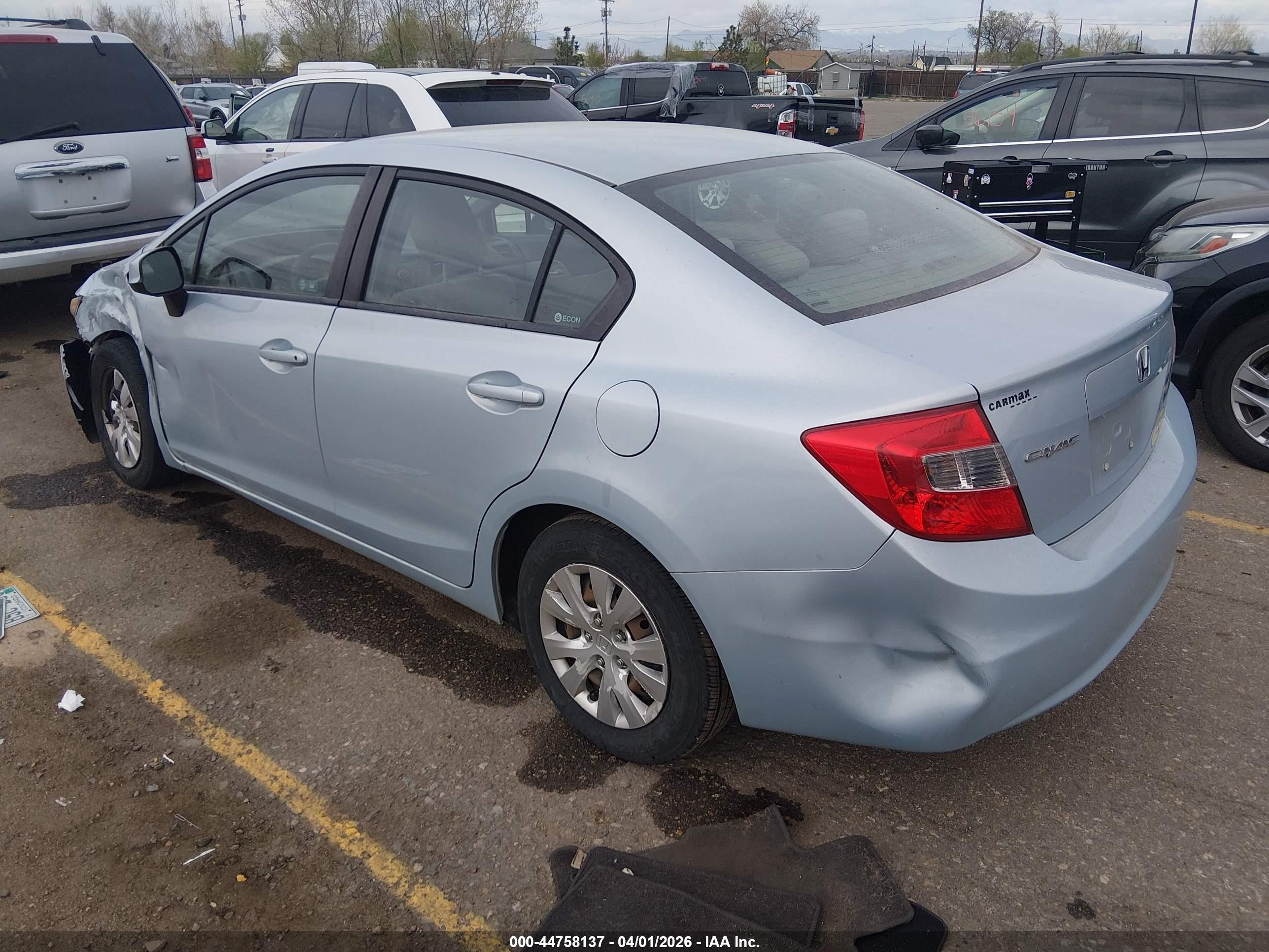 2012 Honda Civic Lx Blue vin: 19XFB2F51CE014732