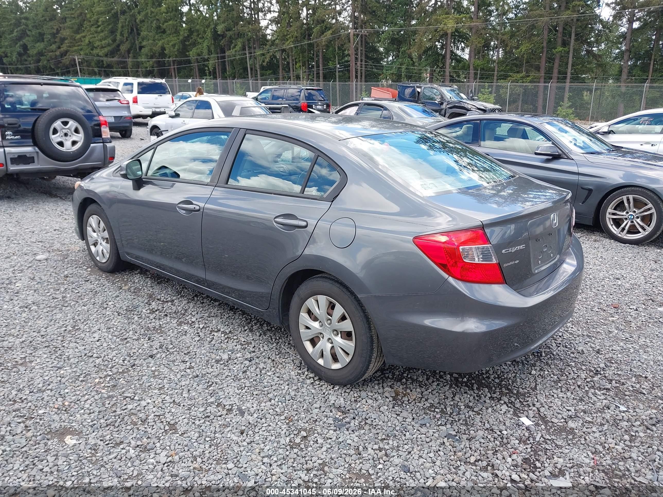 2012 Honda Civic Lx Gray vin: 19XFB2F51CE017419