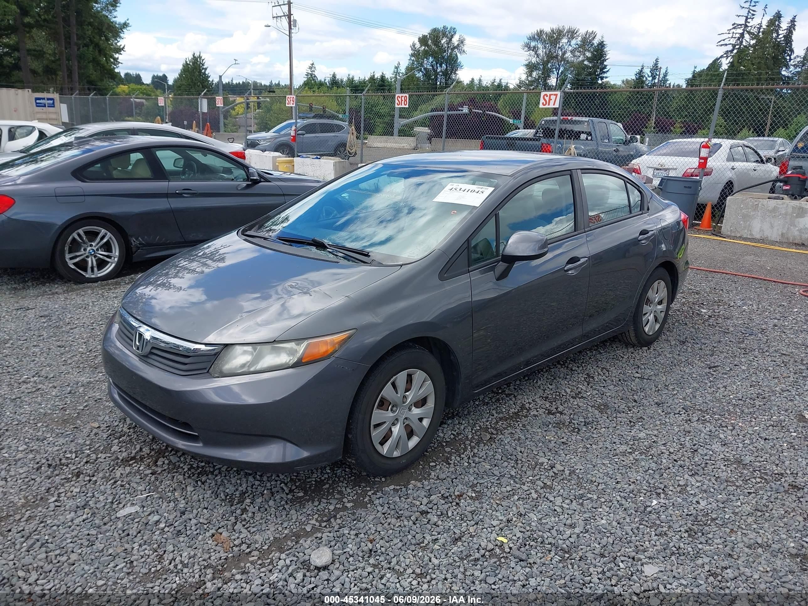 2012 Honda Civic Lx Gray vin: 19XFB2F51CE017419