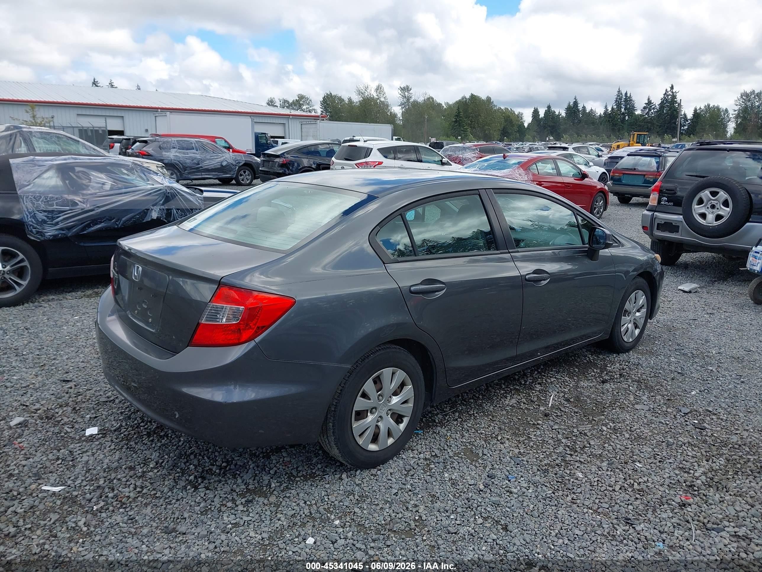 2012 Honda Civic Lx Gray vin: 19XFB2F51CE017419