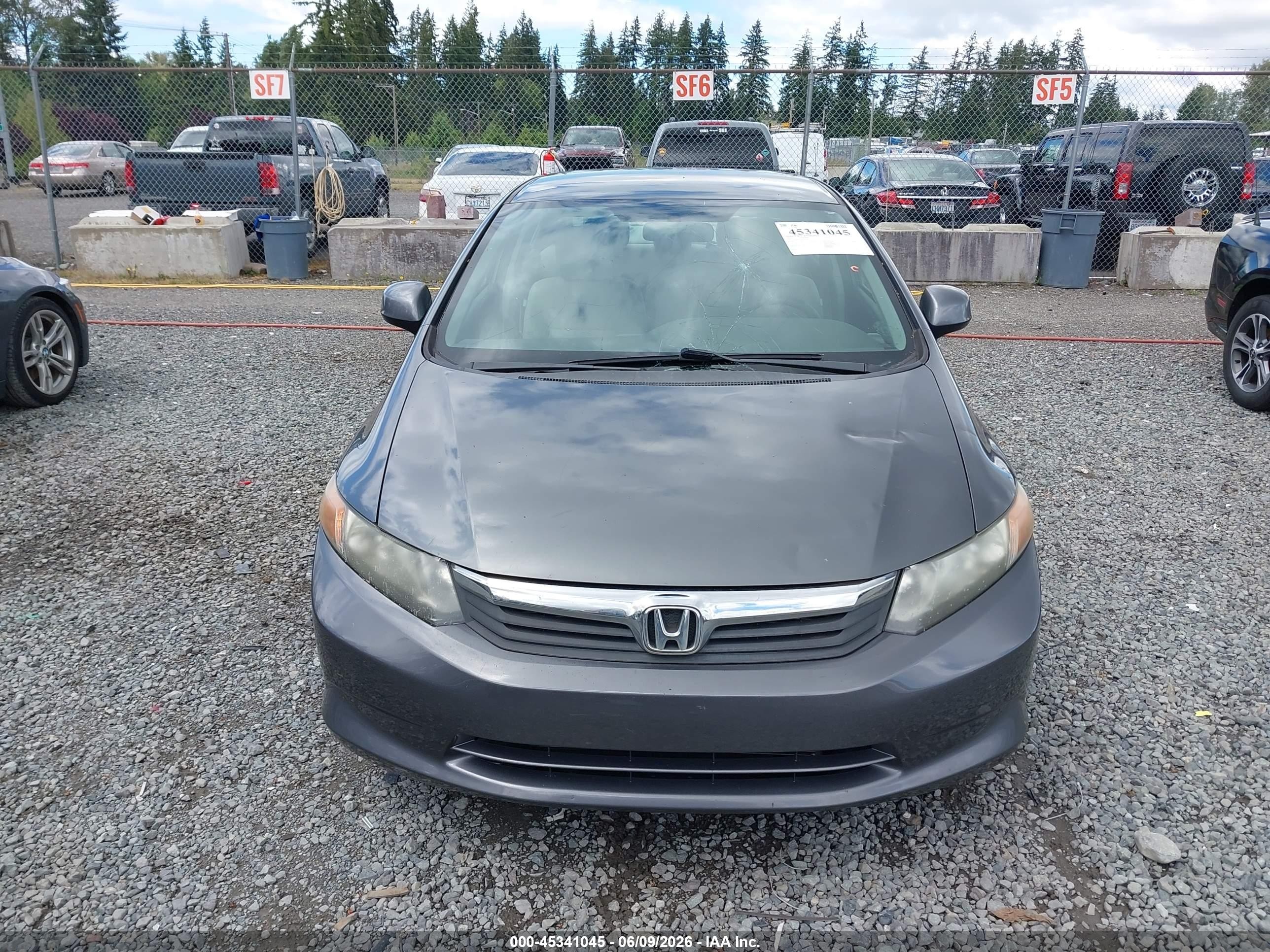 2012 Honda Civic Lx Gray vin: 19XFB2F51CE017419