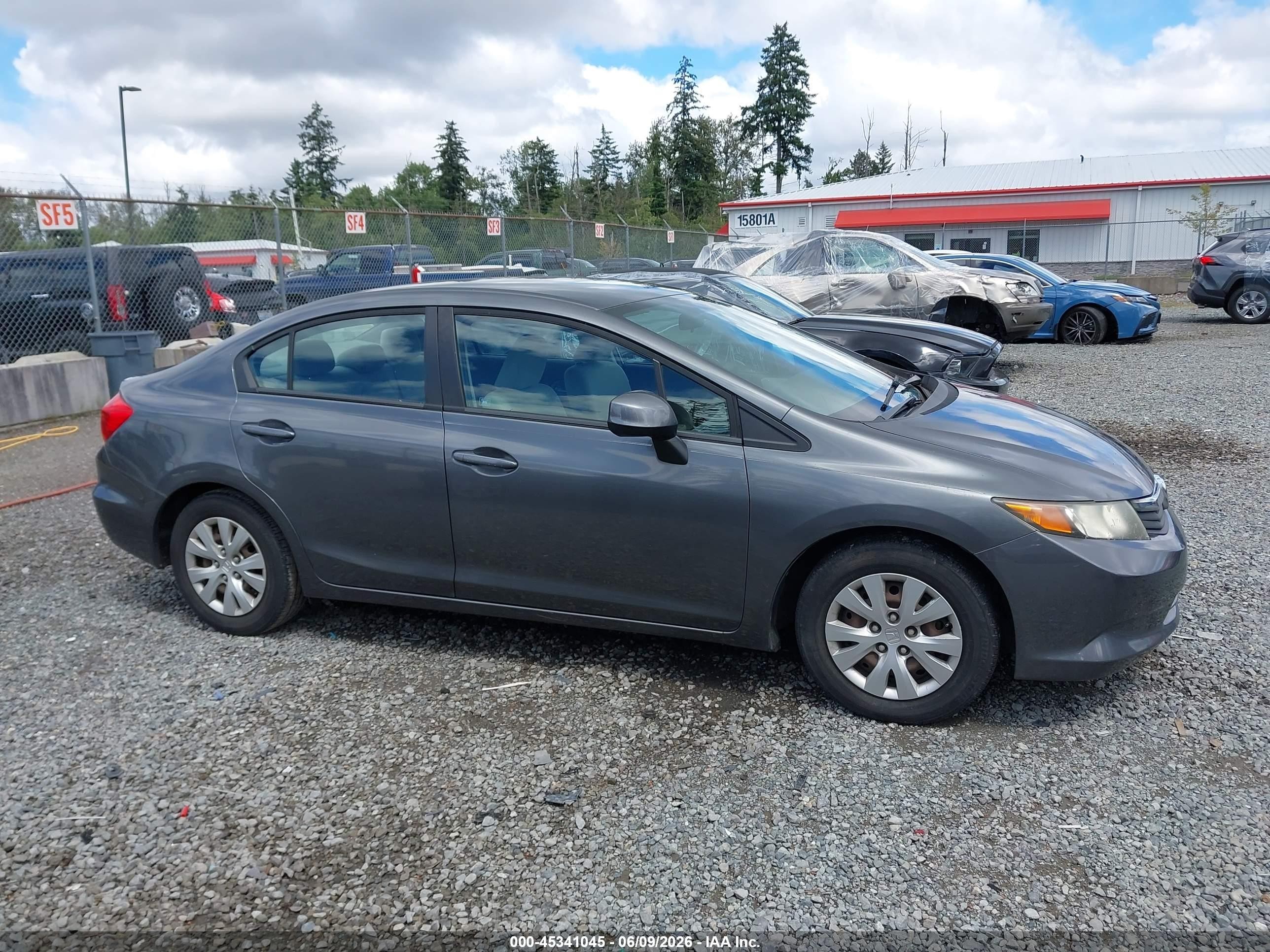 2012 Honda Civic Lx Gray vin: 19XFB2F51CE017419