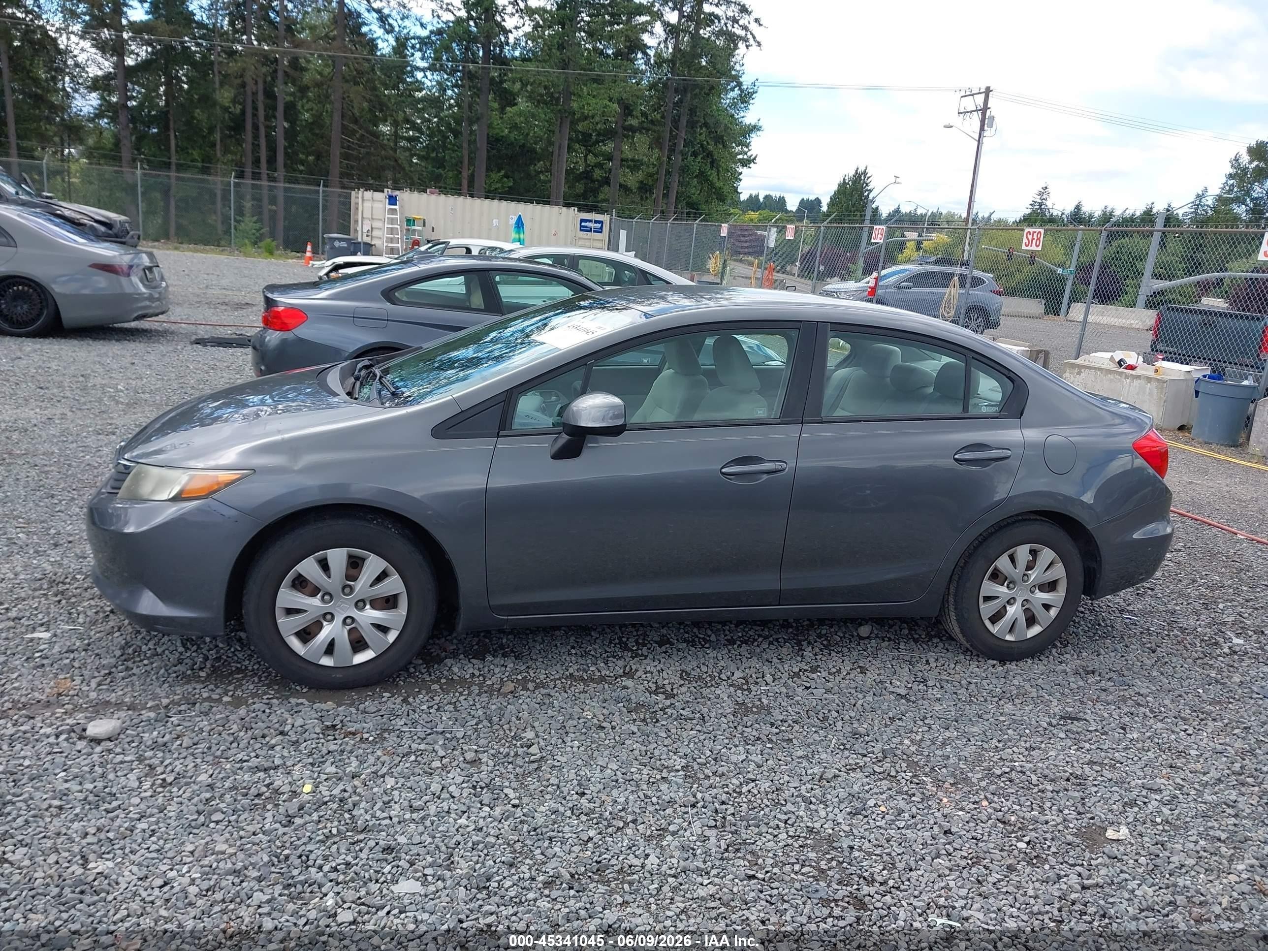 2012 Honda Civic Lx Gray vin: 19XFB2F51CE017419