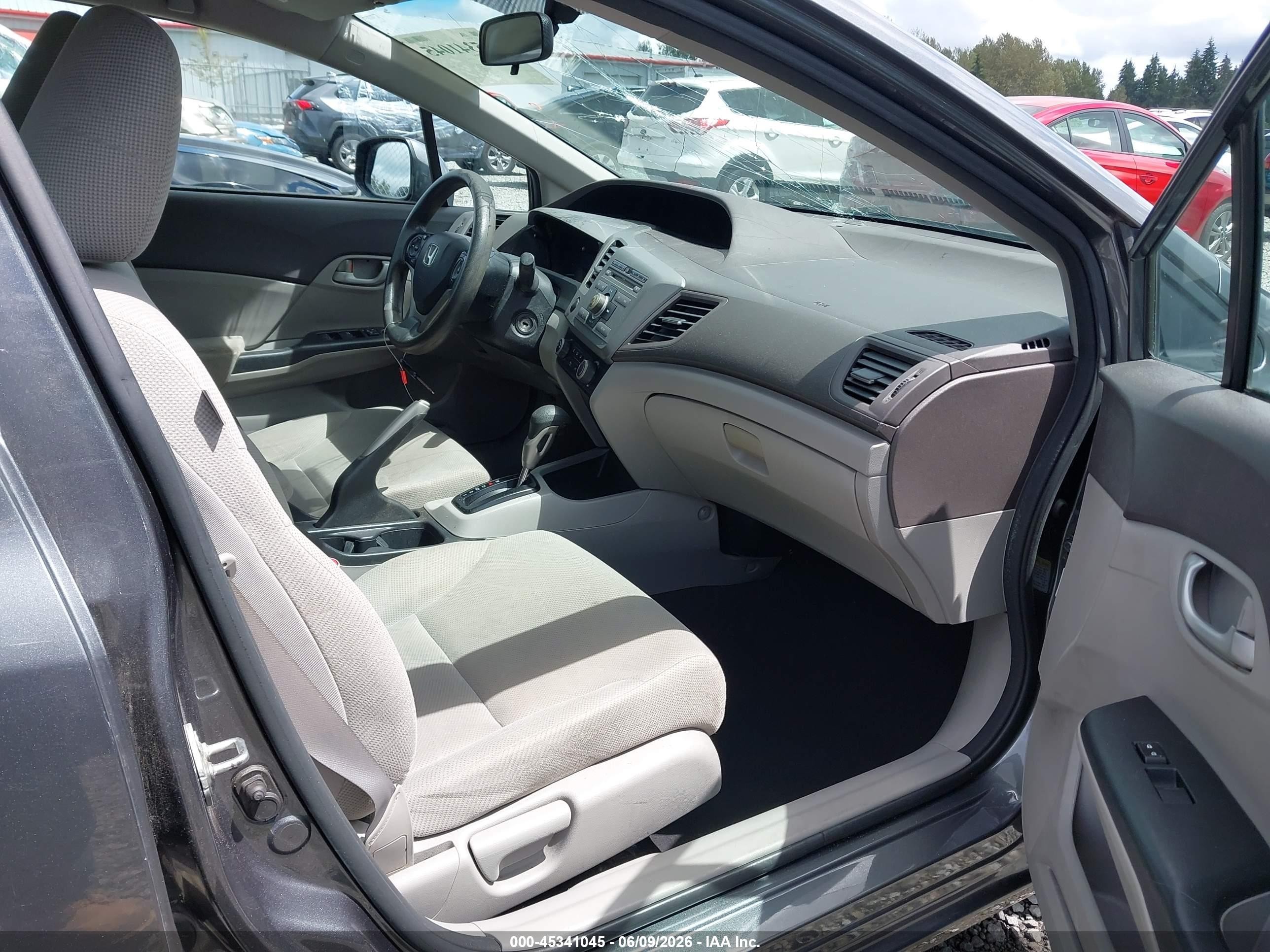 2012 Honda Civic Lx Gray vin: 19XFB2F51CE017419
