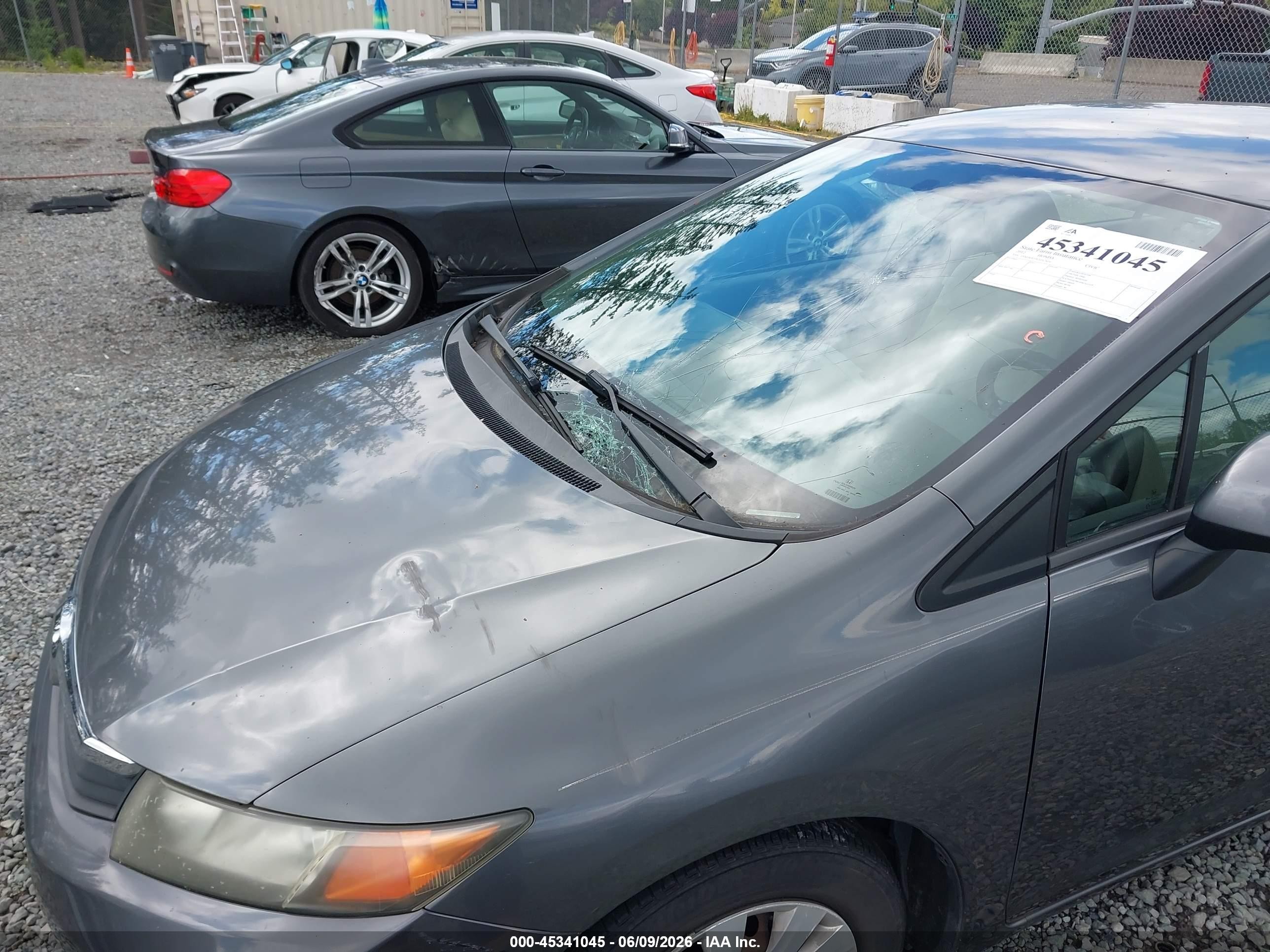 2012 Honda Civic Lx Gray vin: 19XFB2F51CE017419