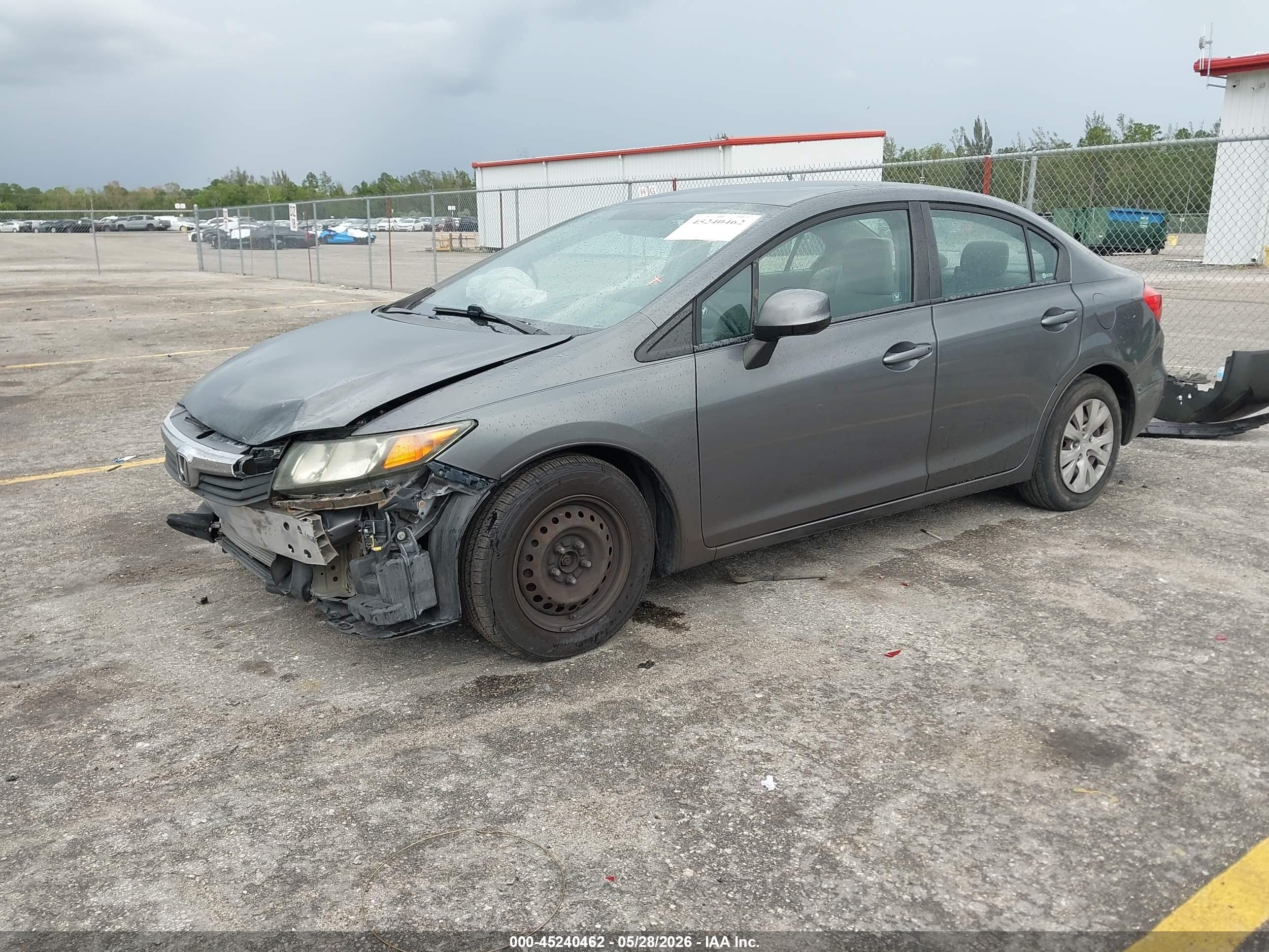 2012 Honda Civic Lx Gray vin: 19XFB2F51CE021714