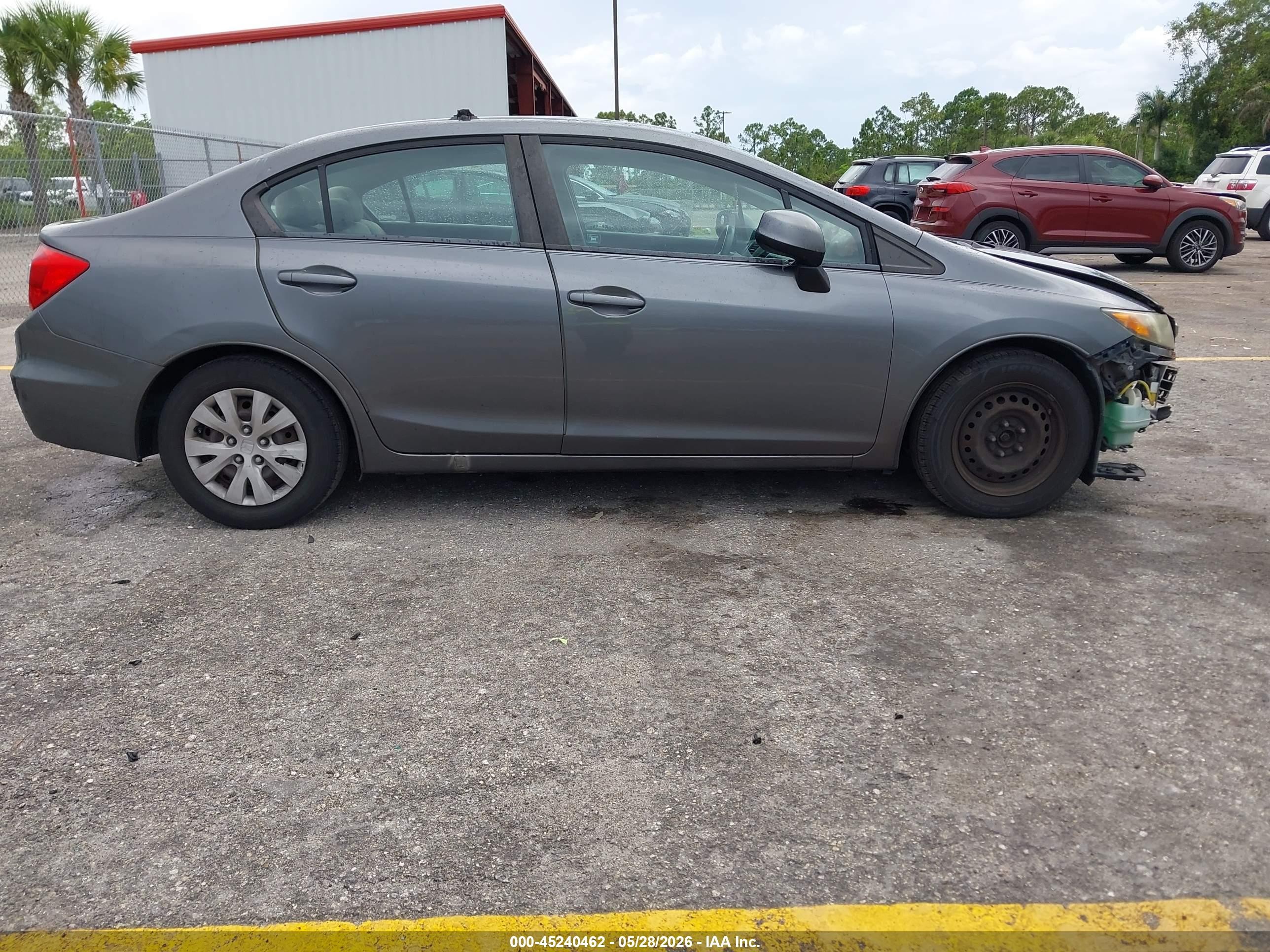 2012 Honda Civic Lx Gray vin: 19XFB2F51CE021714