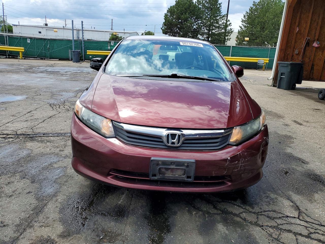 2012 Honda Civic Lx Maroon vin: 19XFB2F51CE025097