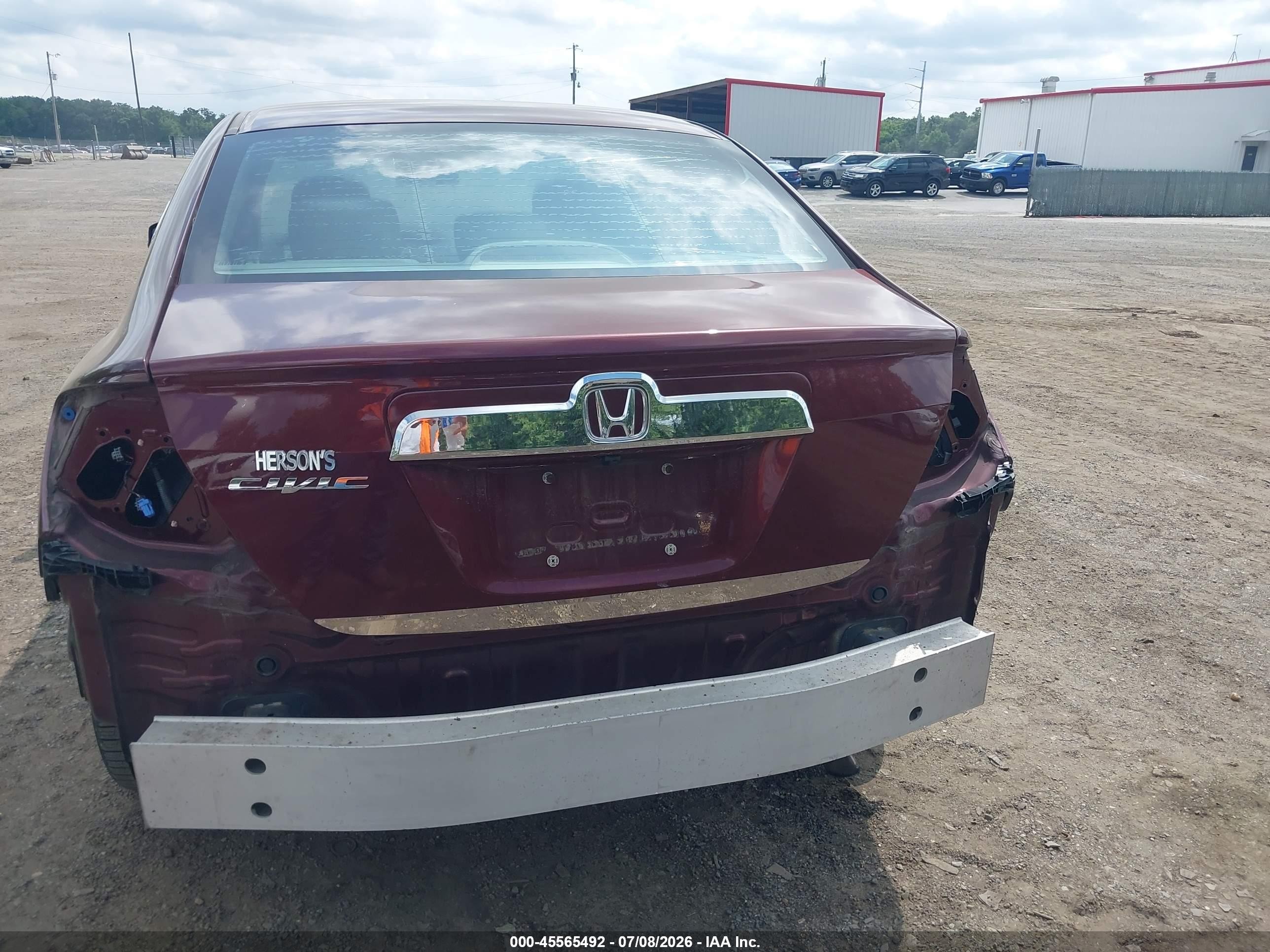 2012 Honda Civic Lx Burgundy vin: 19XFB2F51CE061730