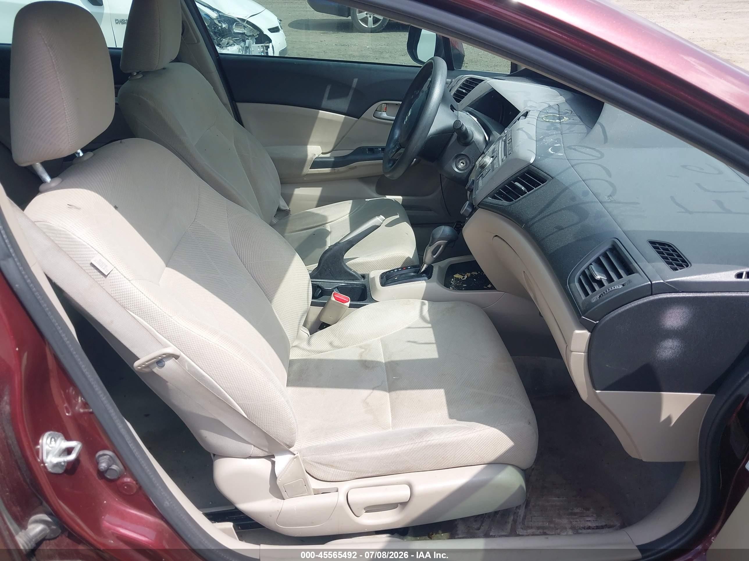 2012 Honda Civic Lx Burgundy vin: 19XFB2F51CE061730