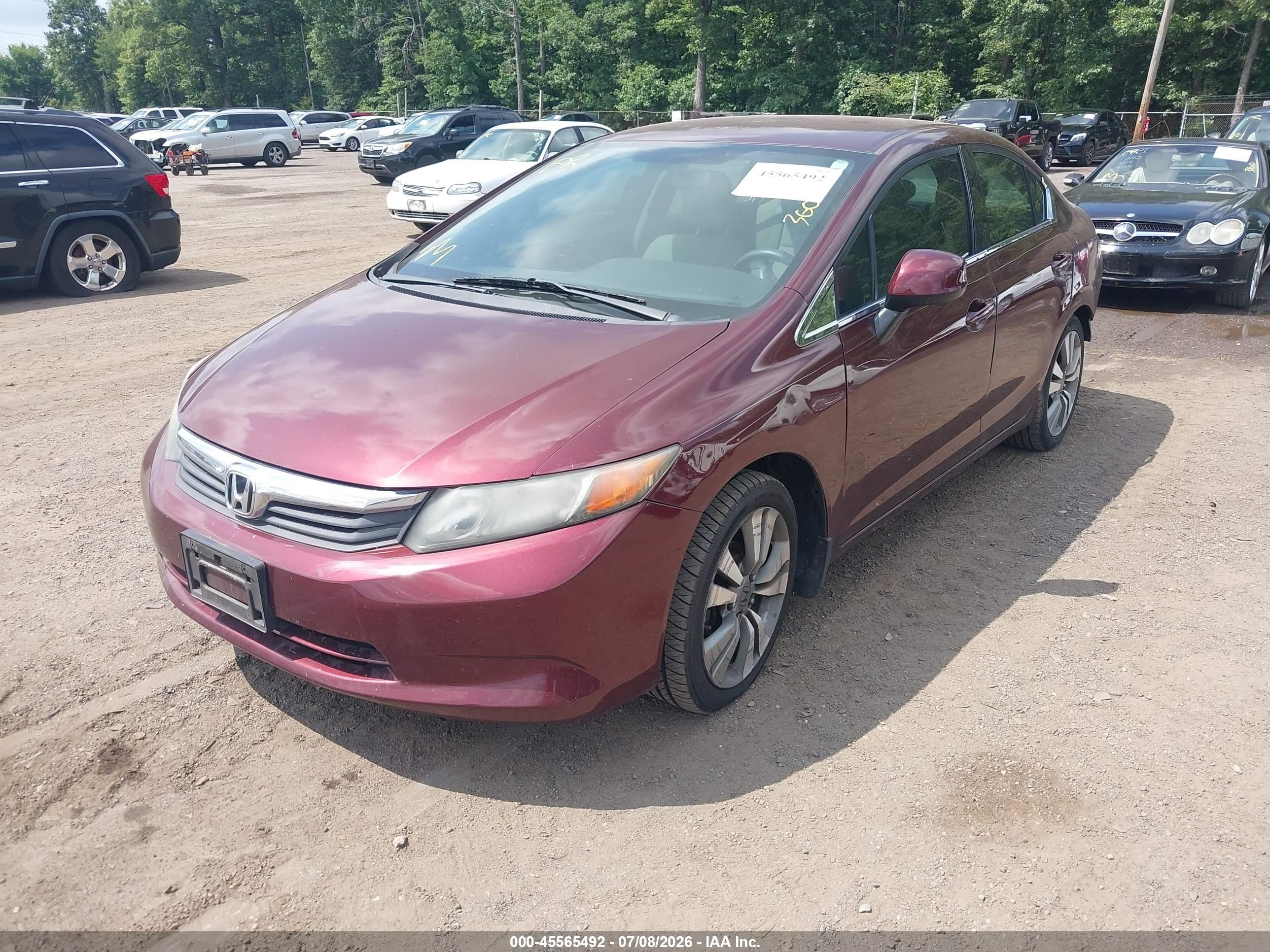 2012 Honda Civic Lx Burgundy vin: 19XFB2F51CE061730