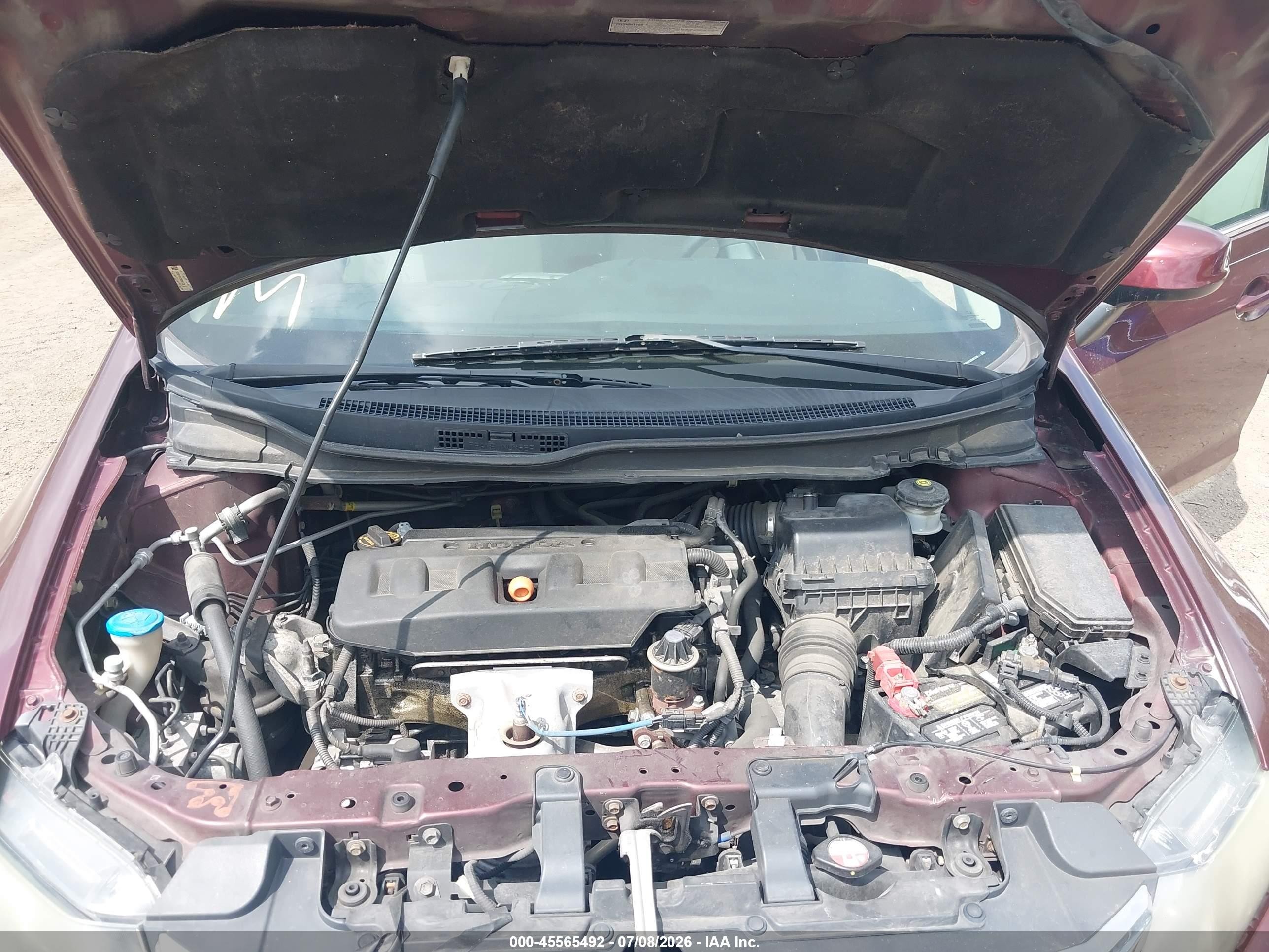 2012 Honda Civic Lx Burgundy vin: 19XFB2F51CE061730