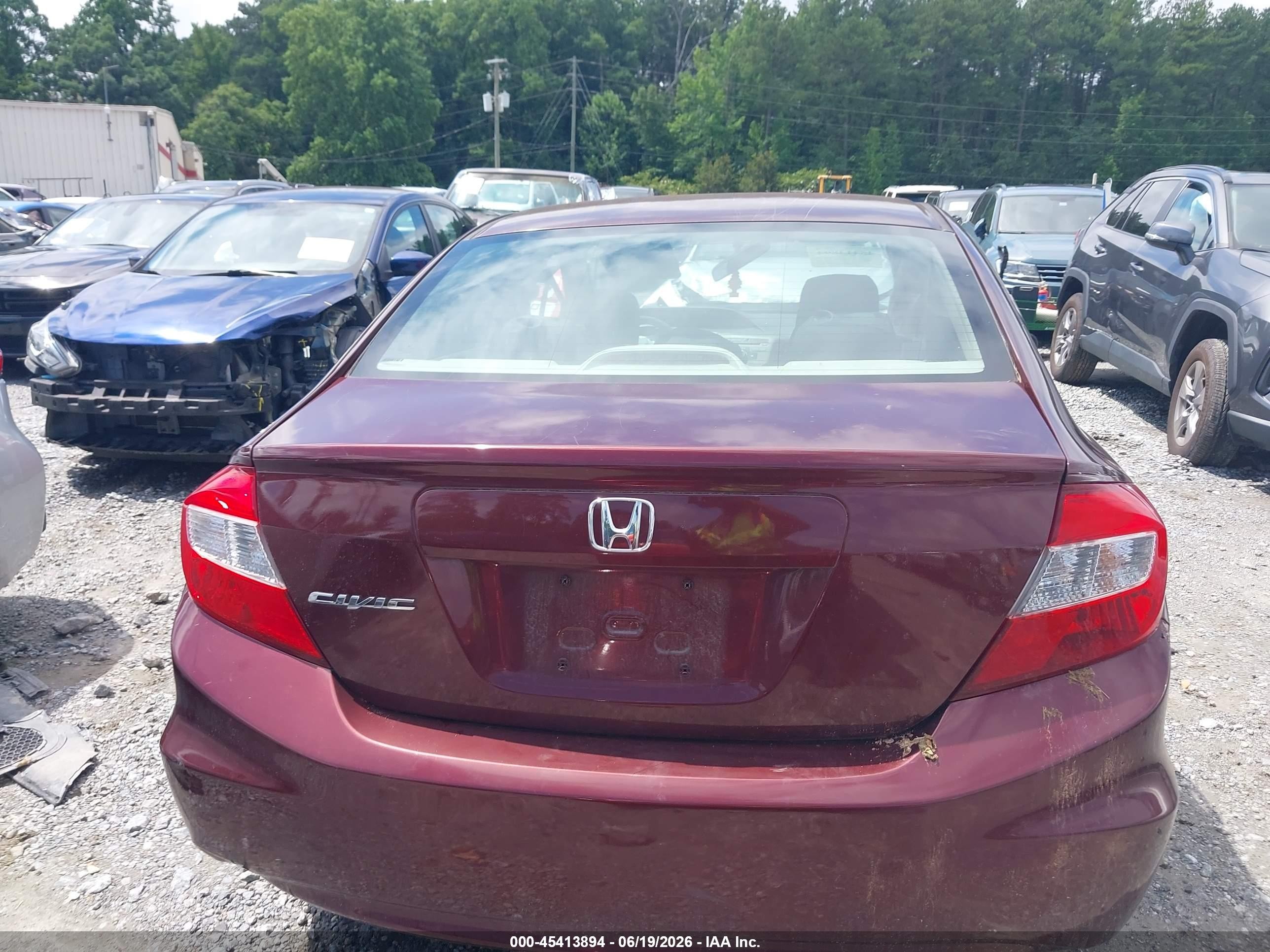 2012 Honda Civic Lx Red vin: 19XFB2F51CE078253