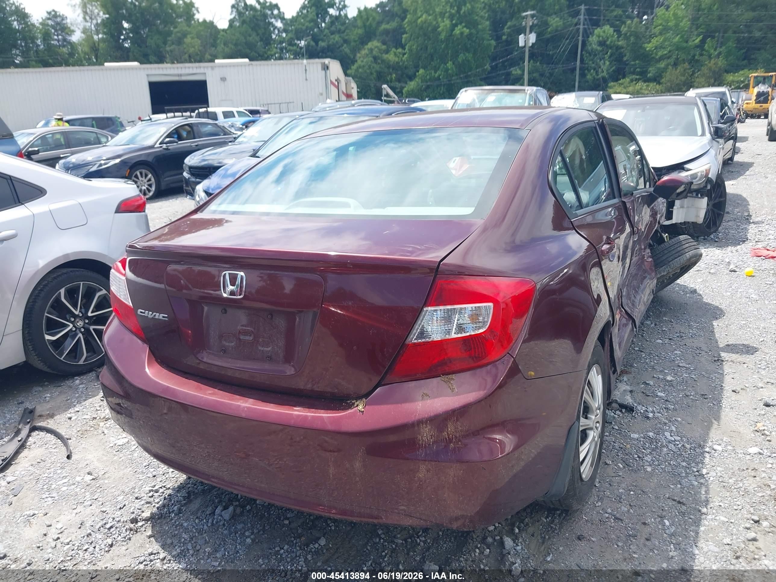 2012 Honda Civic Lx Red vin: 19XFB2F51CE078253