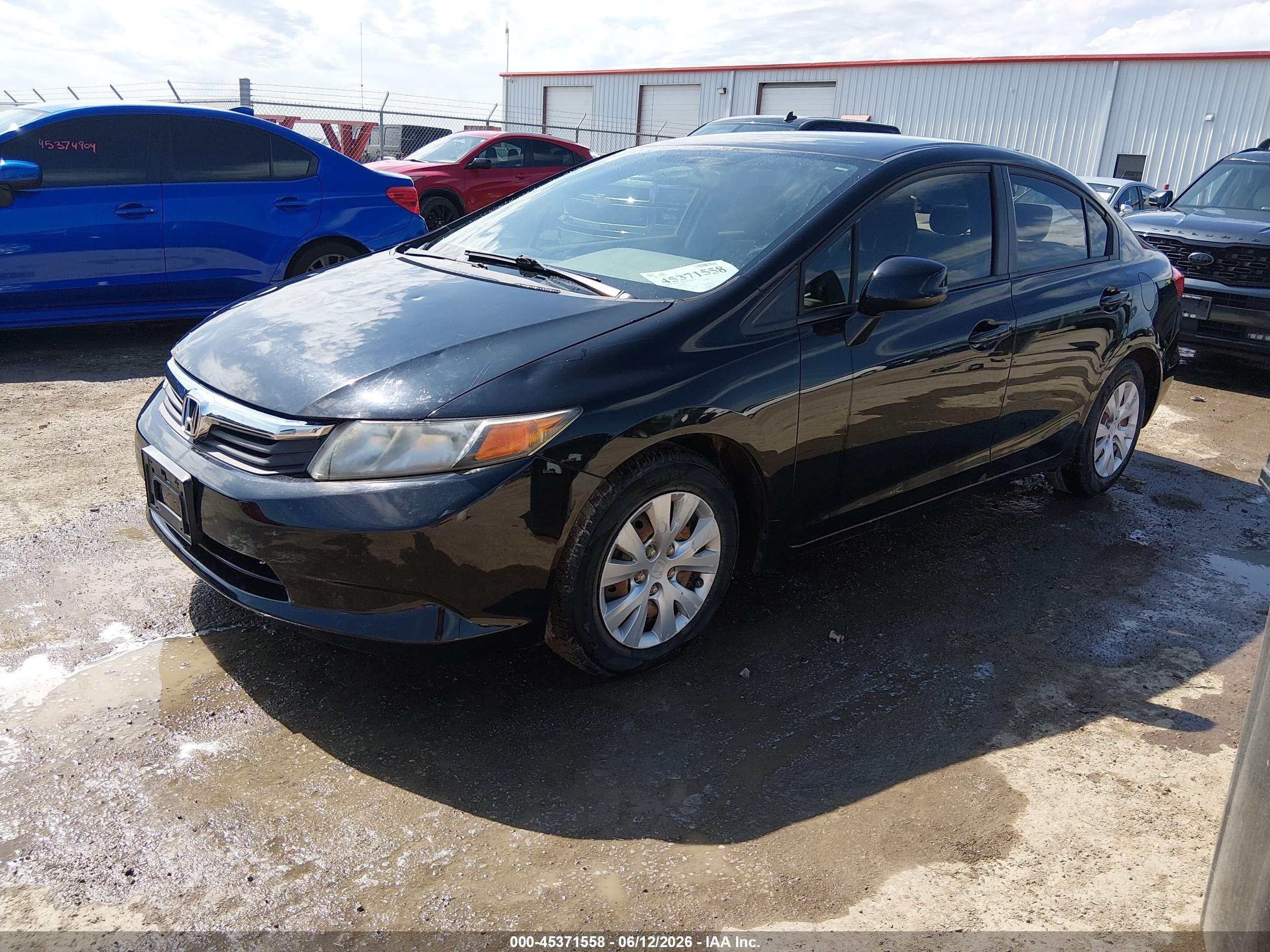 2012 Honda Civic Lx Black vin: 19XFB2F51CE083078