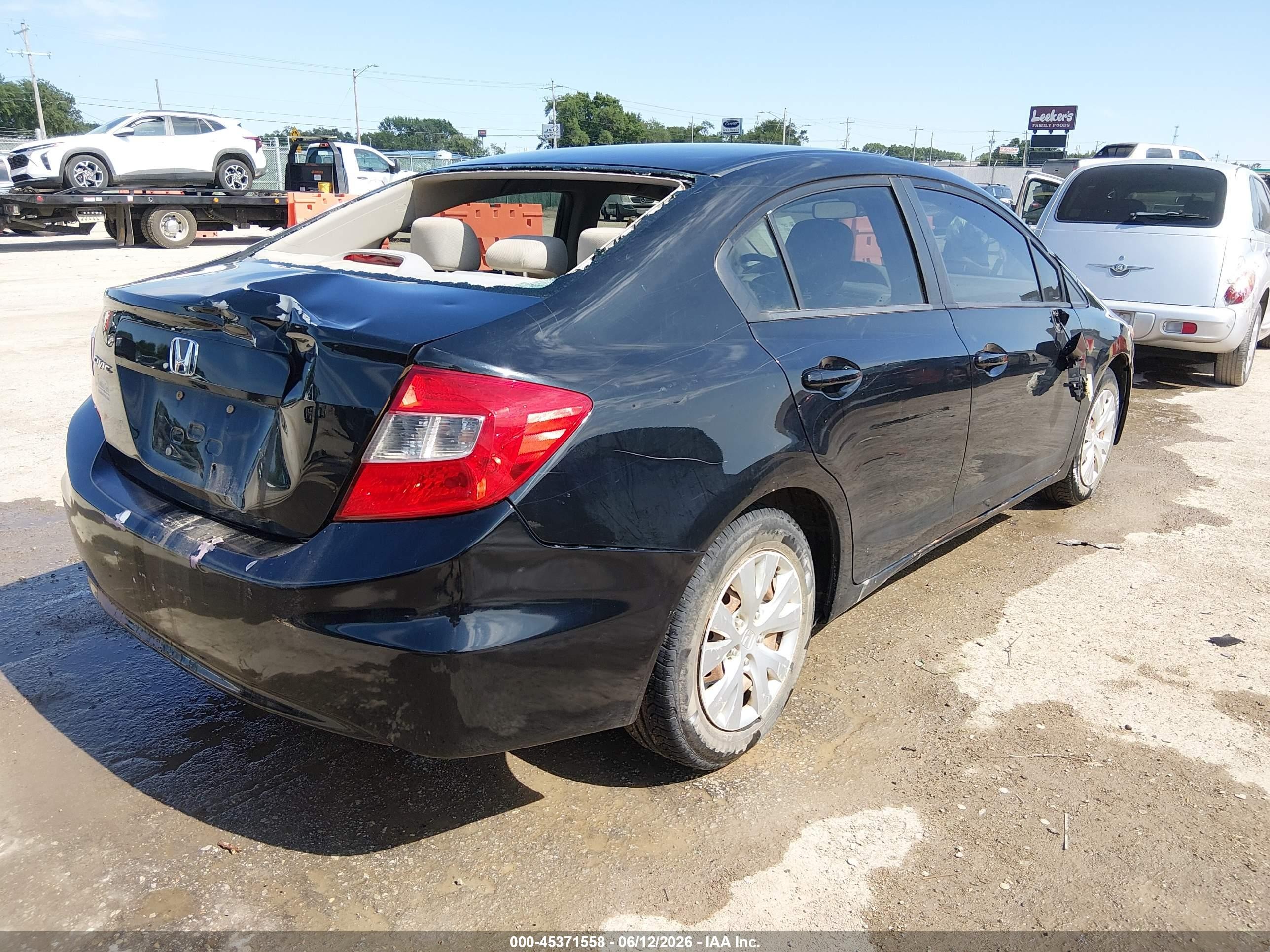 2012 Honda Civic Lx Black vin: 19XFB2F51CE083078