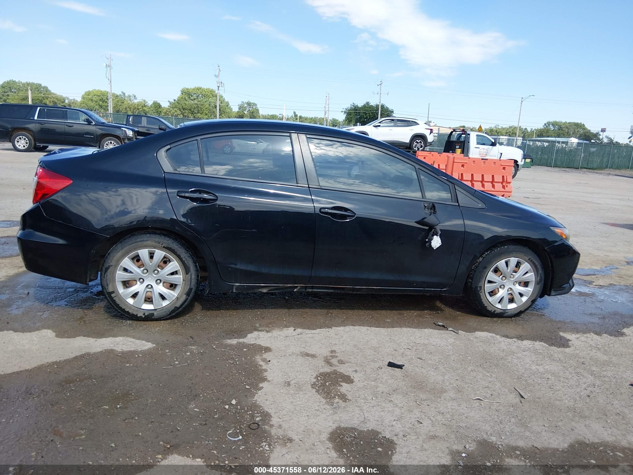 2012 Honda Civic Lx Black vin: 19XFB2F51CE083078