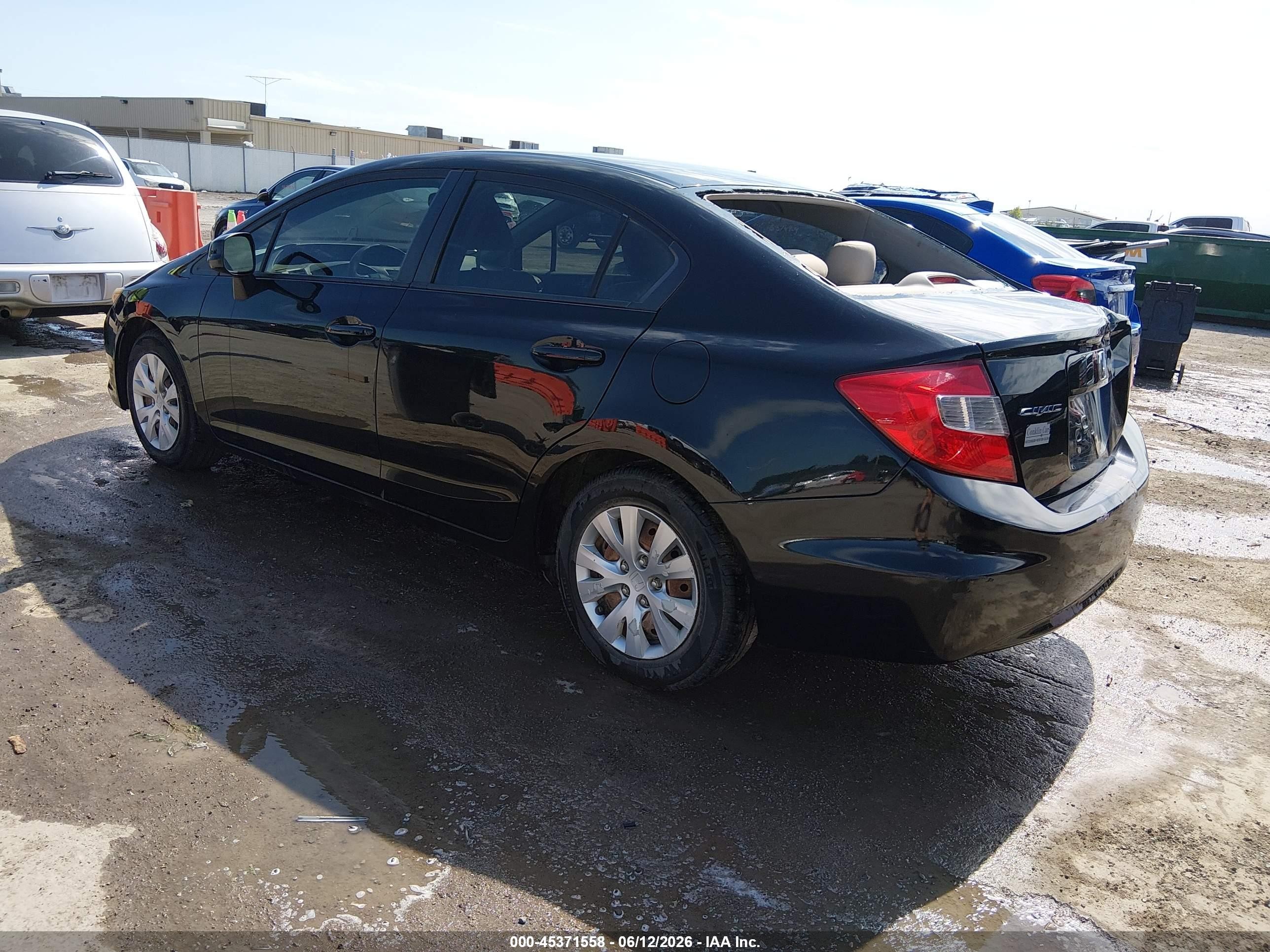 2012 Honda Civic Lx Black vin: 19XFB2F51CE083078