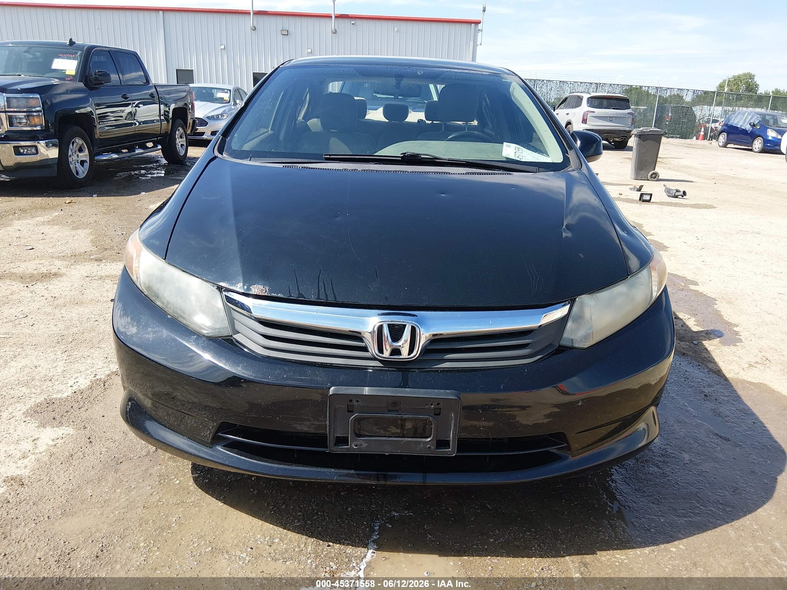2012 Honda Civic Lx Black vin: 19XFB2F51CE083078