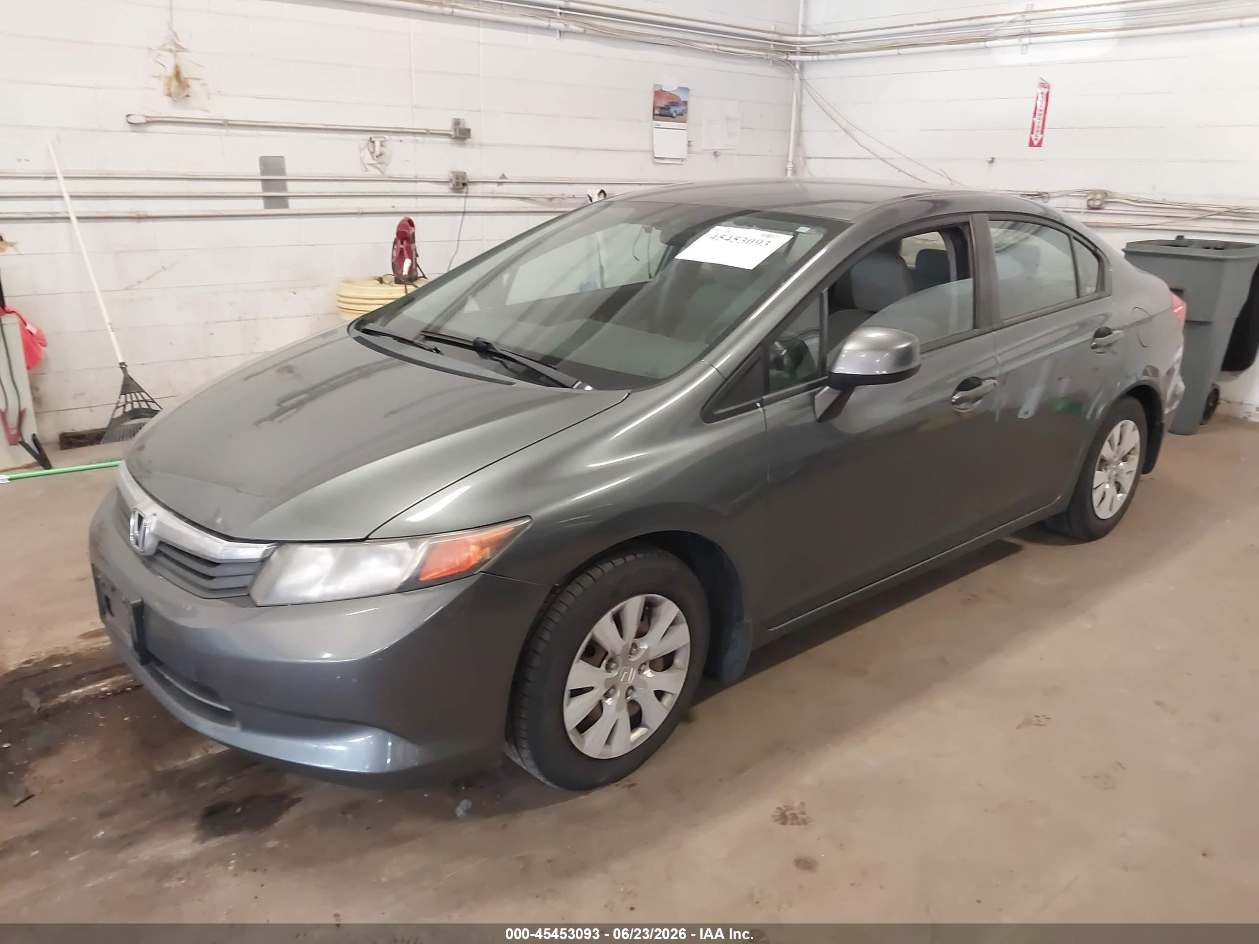 2012 Honda Civic Lx Gray vin: 19XFB2F51CE098258