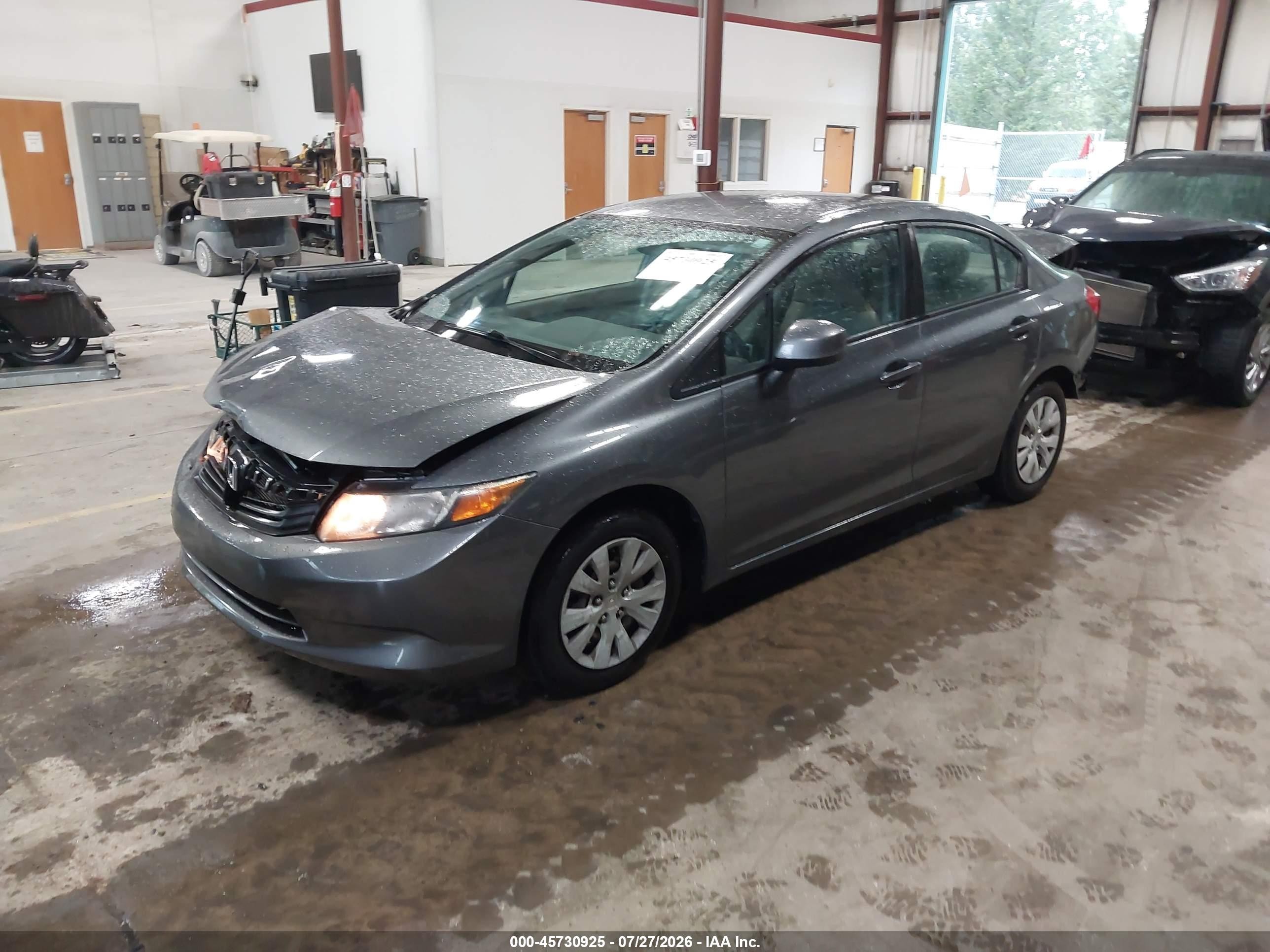 2012 Honda Civic Lx Gray vin: 19XFB2F51CE100929
