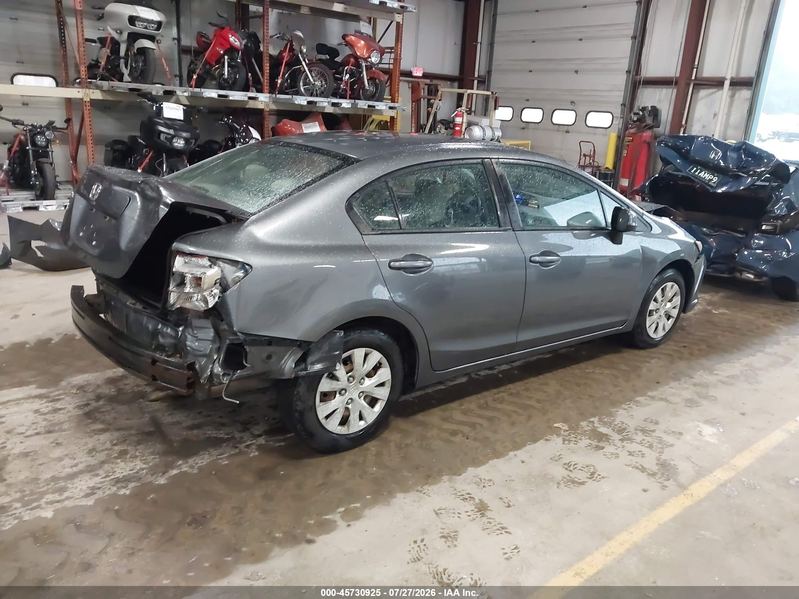 2012 Honda Civic Lx Gray vin: 19XFB2F51CE100929