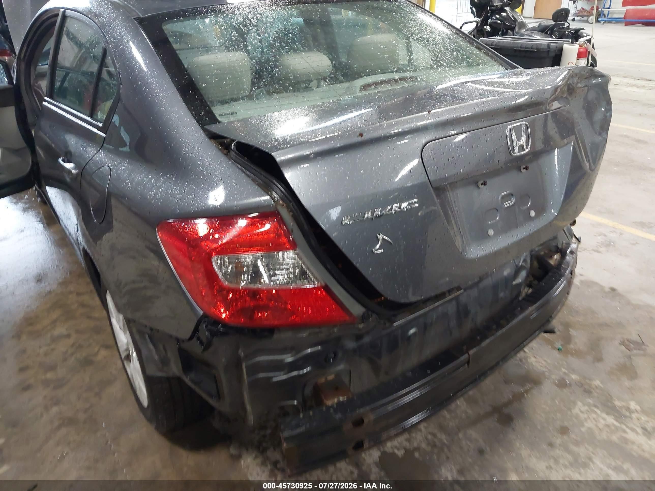 2012 Honda Civic Lx Gray vin: 19XFB2F51CE100929