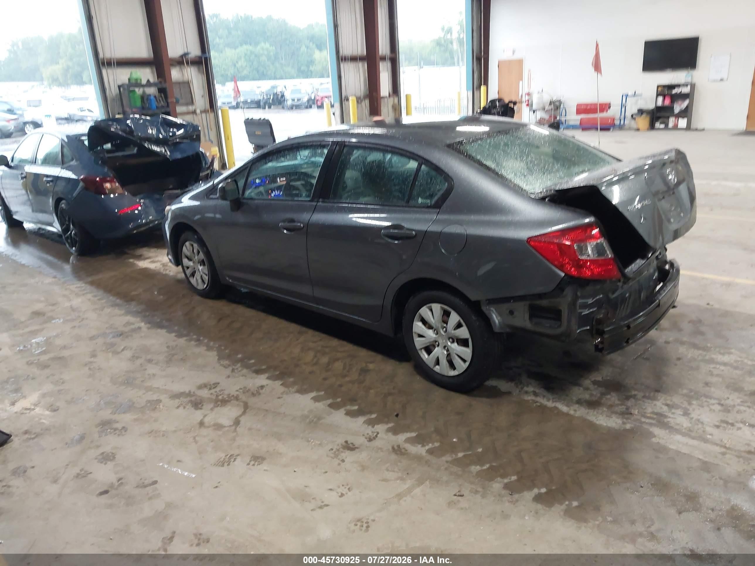 2012 Honda Civic Lx Gray vin: 19XFB2F51CE100929