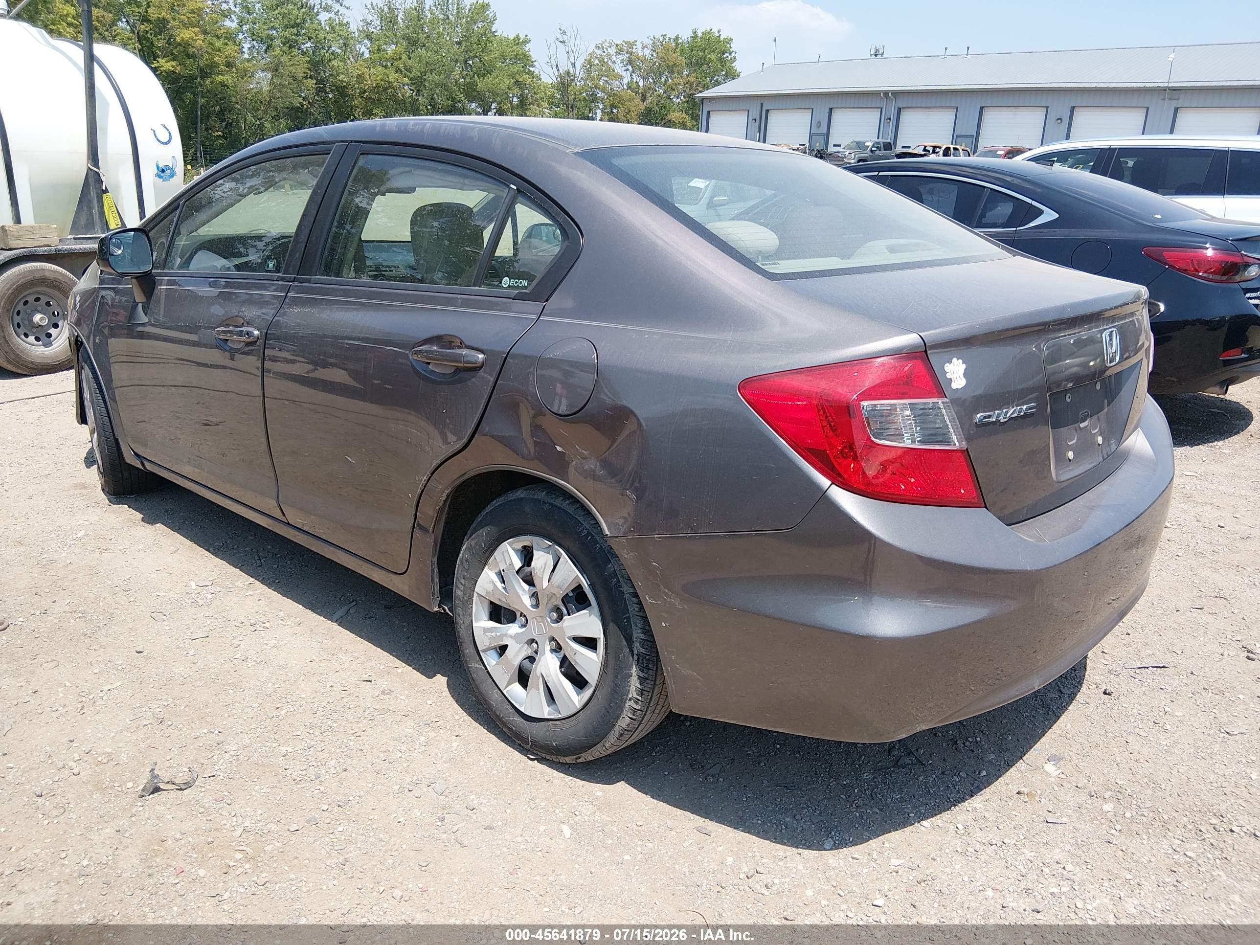 2012 Honda Civic Lx Gray vin: 19XFB2F51CE103703